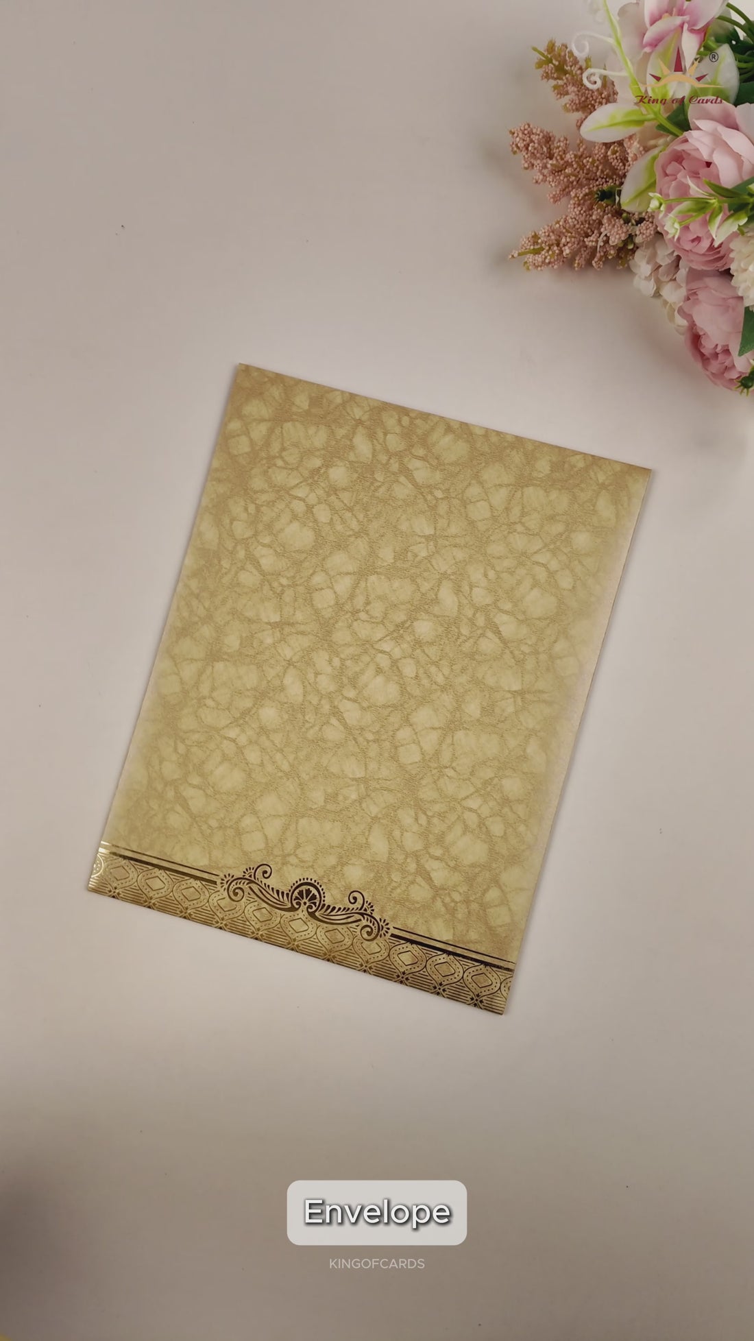 Cream Gold Ganesh Wedding Card - KNKR5033B