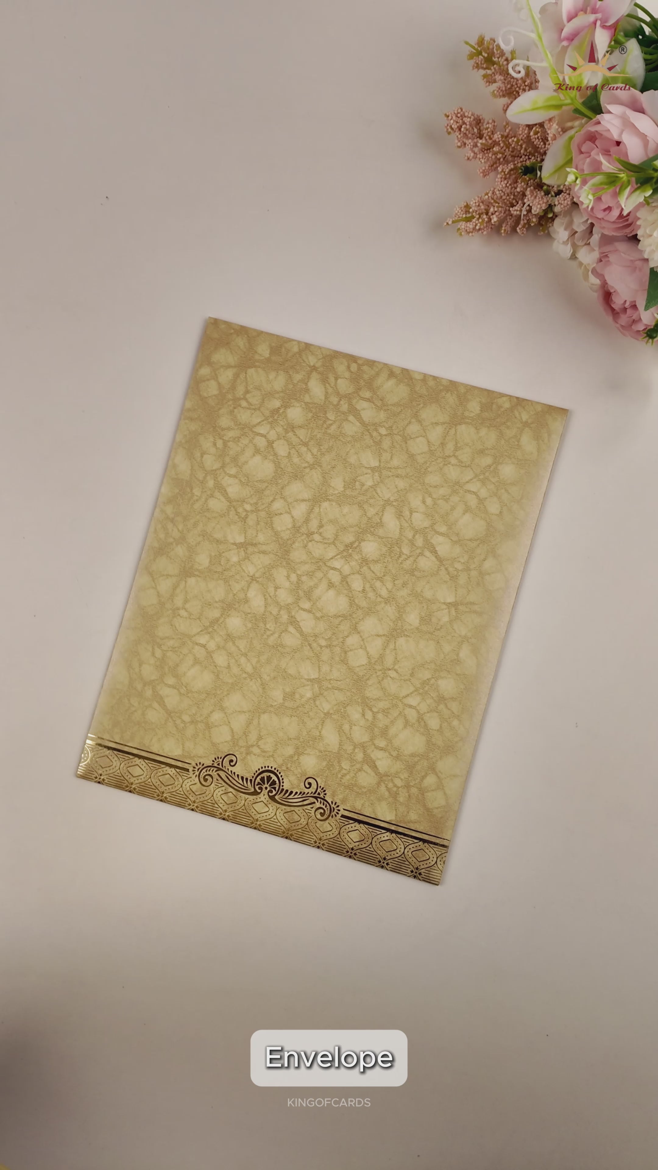 Cream Gold Ganesh Wedding Card - KNKR5033B