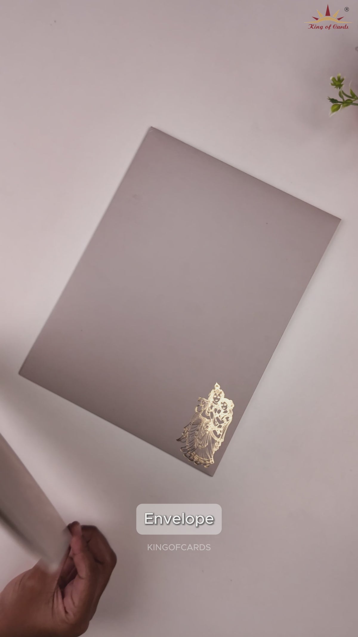 Light Grey Lord Radha Krishna Door Style Wedding Card - KNRR8709LG