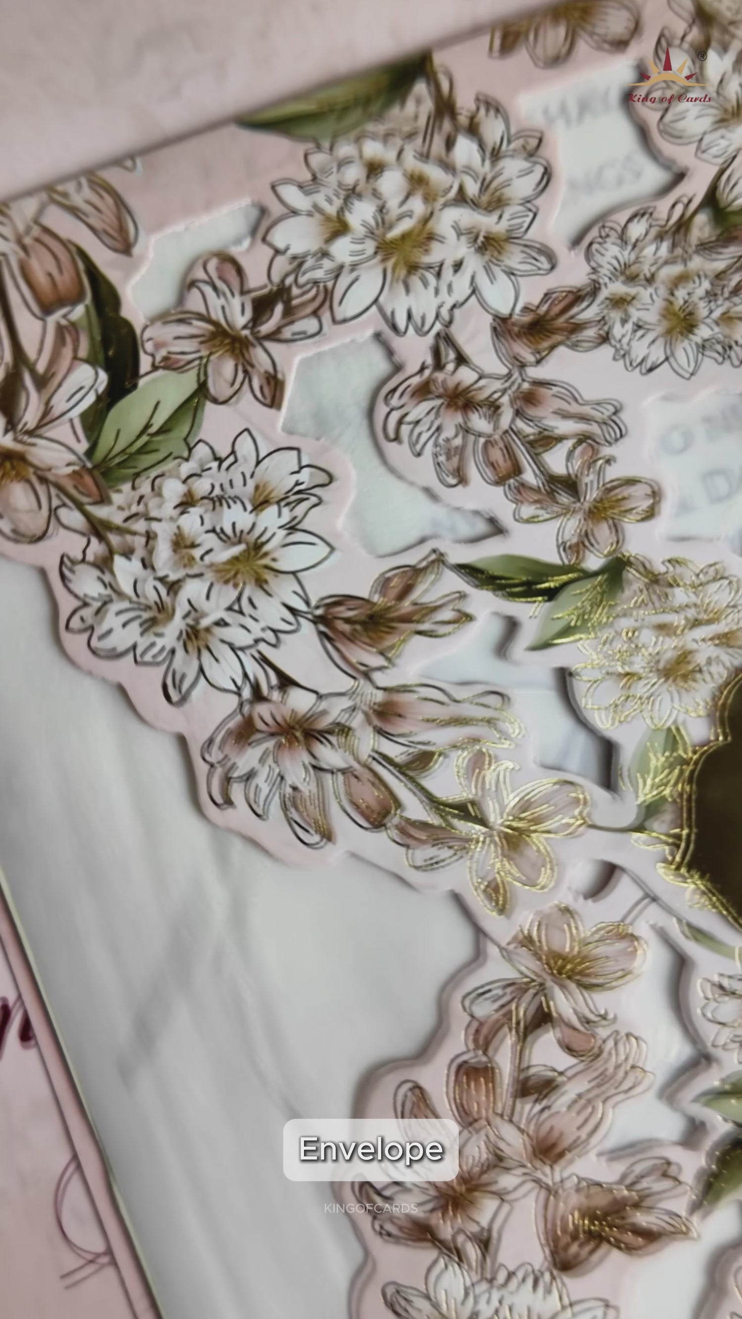 Cream Floral Laser Cut Wedding Card - KFR14230