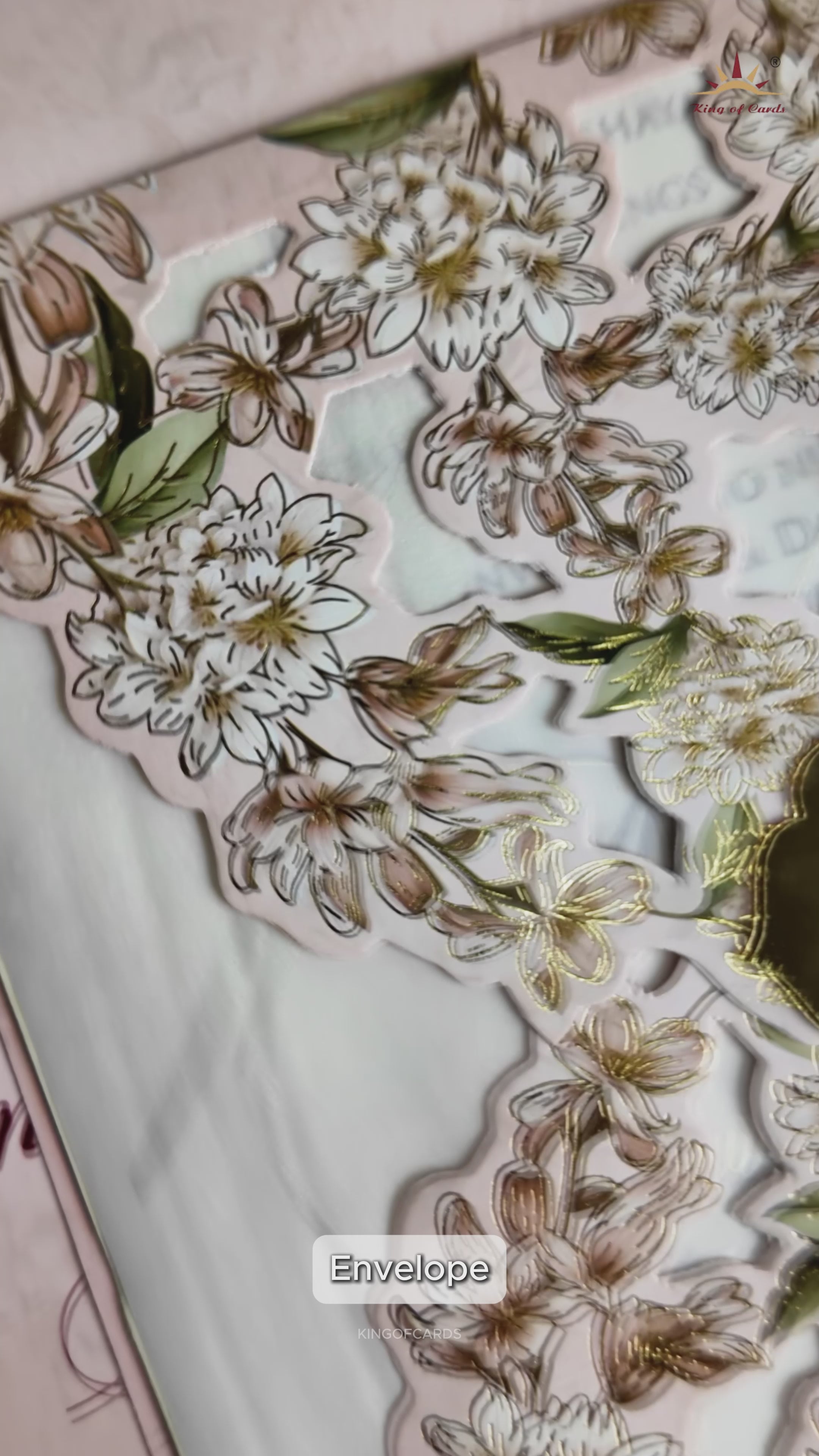 Cream Floral Laser Cut Wedding Card - KFR14230