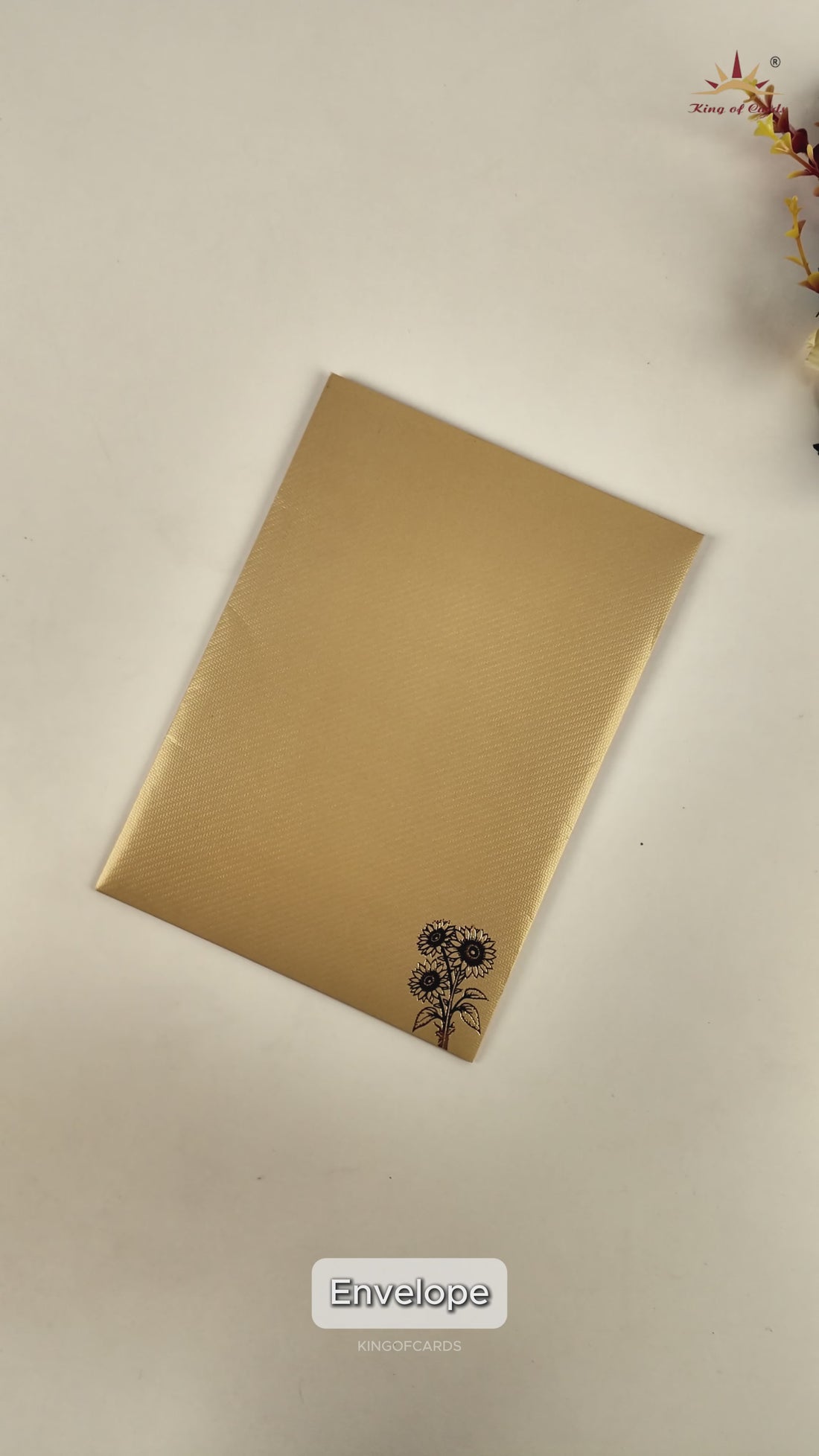 Ivory Floral Door Style Wedding Card - KNKTG048