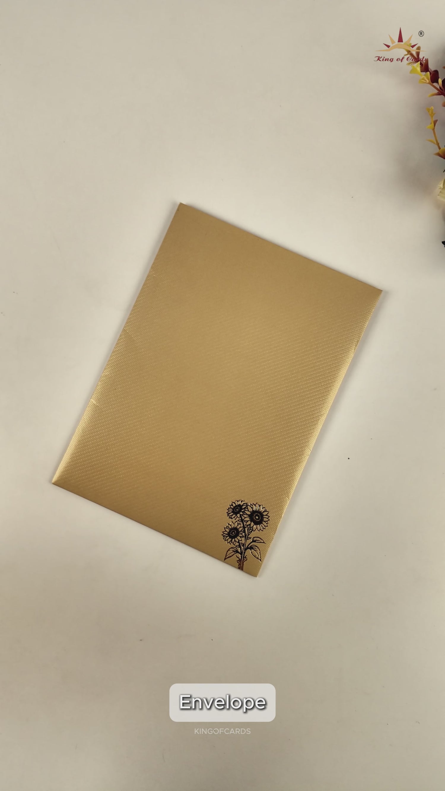 Ivory Floral Door Style Wedding Card - KNKTG048