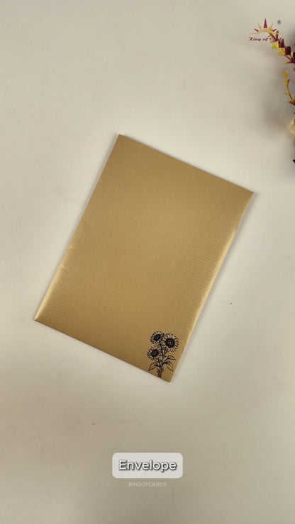 Ivory Floral Door Style Wedding Card - KNKTG048