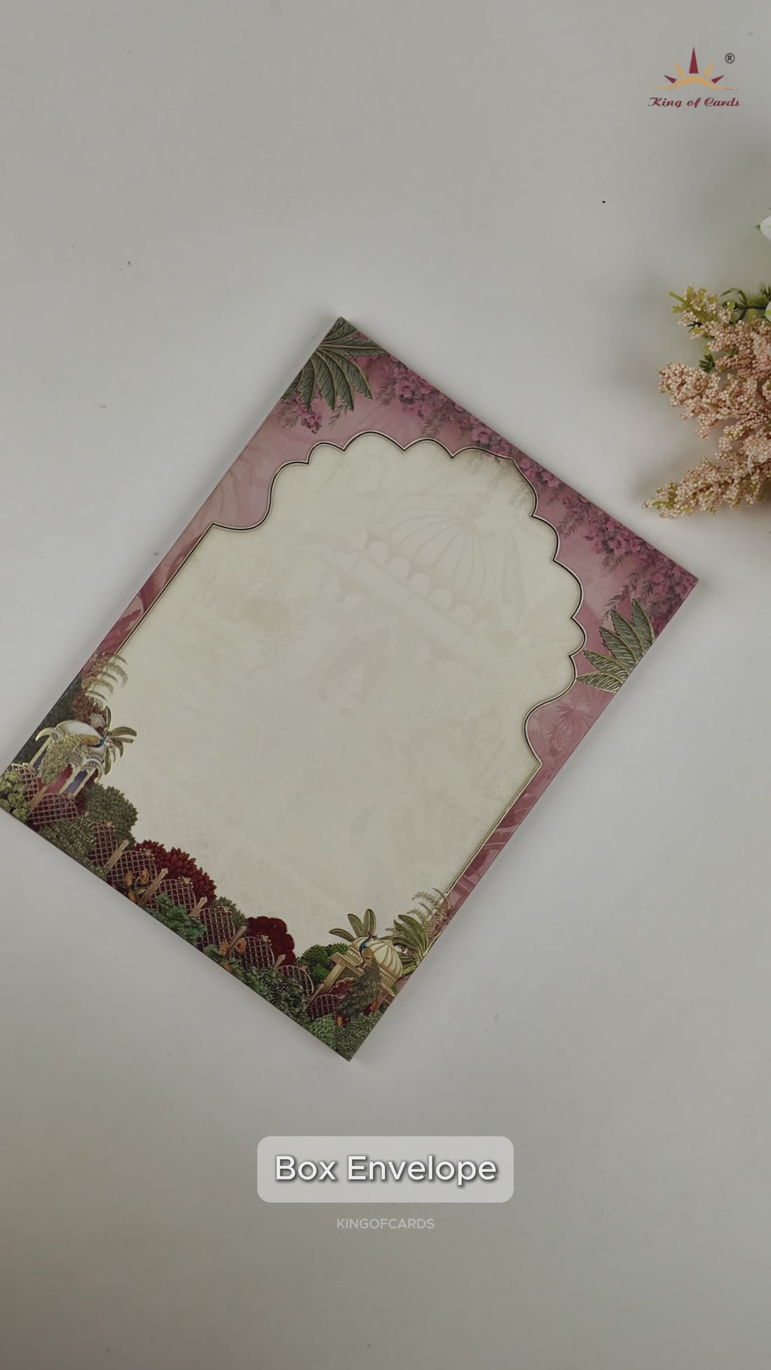 Pastel Pink Jharokha Padded Laser Cut Wedding Card - KAA05930