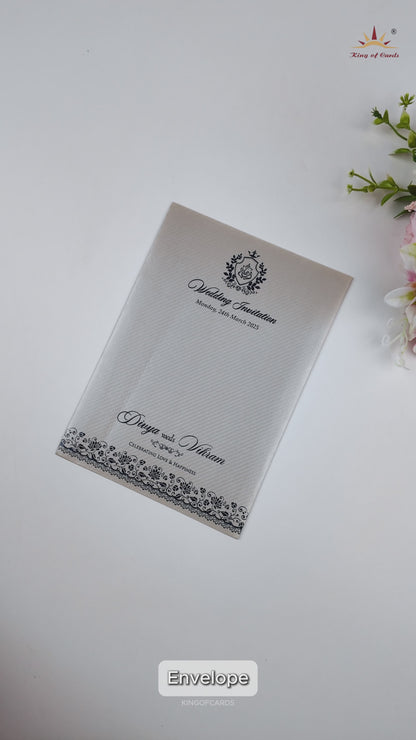 Grey Floral Single Sheet Invitation Card - KNKK551GY