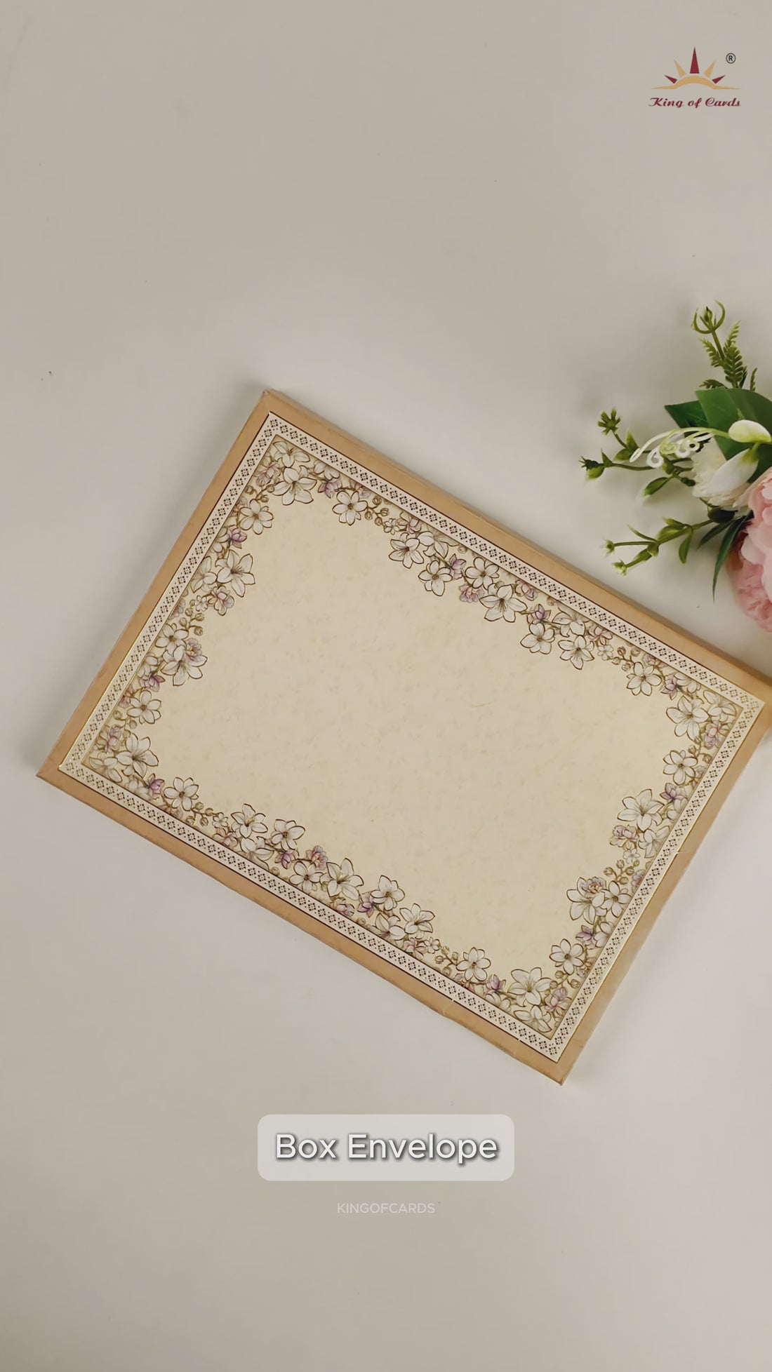 Beige Floral Laser Cut Padded Wedding Card - KAA05990