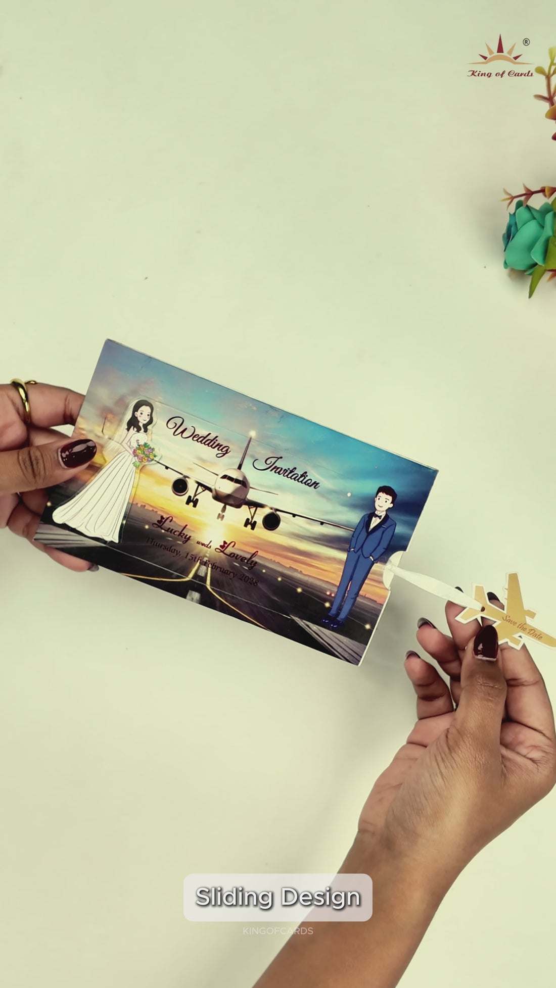 Blue Bride Groom Slide Invitation Card-KNKRL001