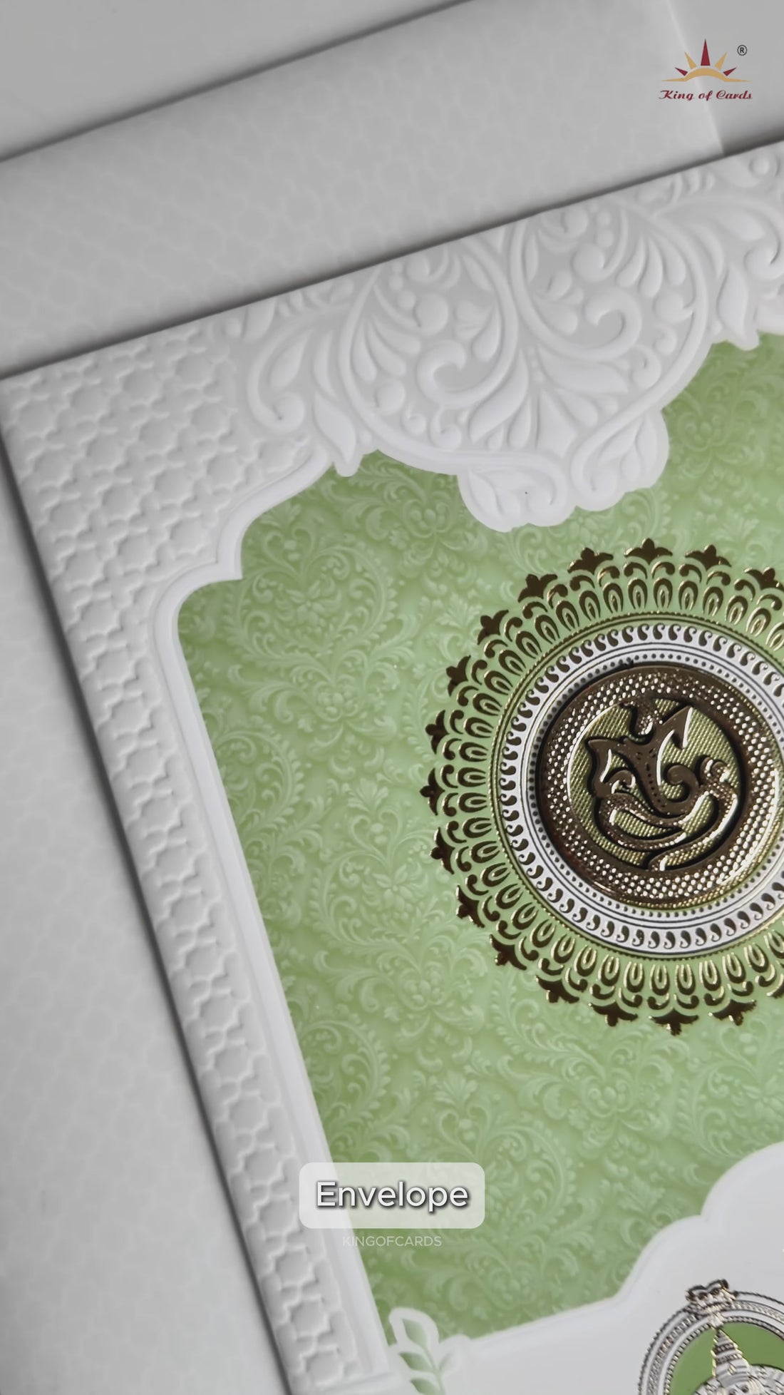 Green and White God Inspired Wedding Card-KNK7079G
