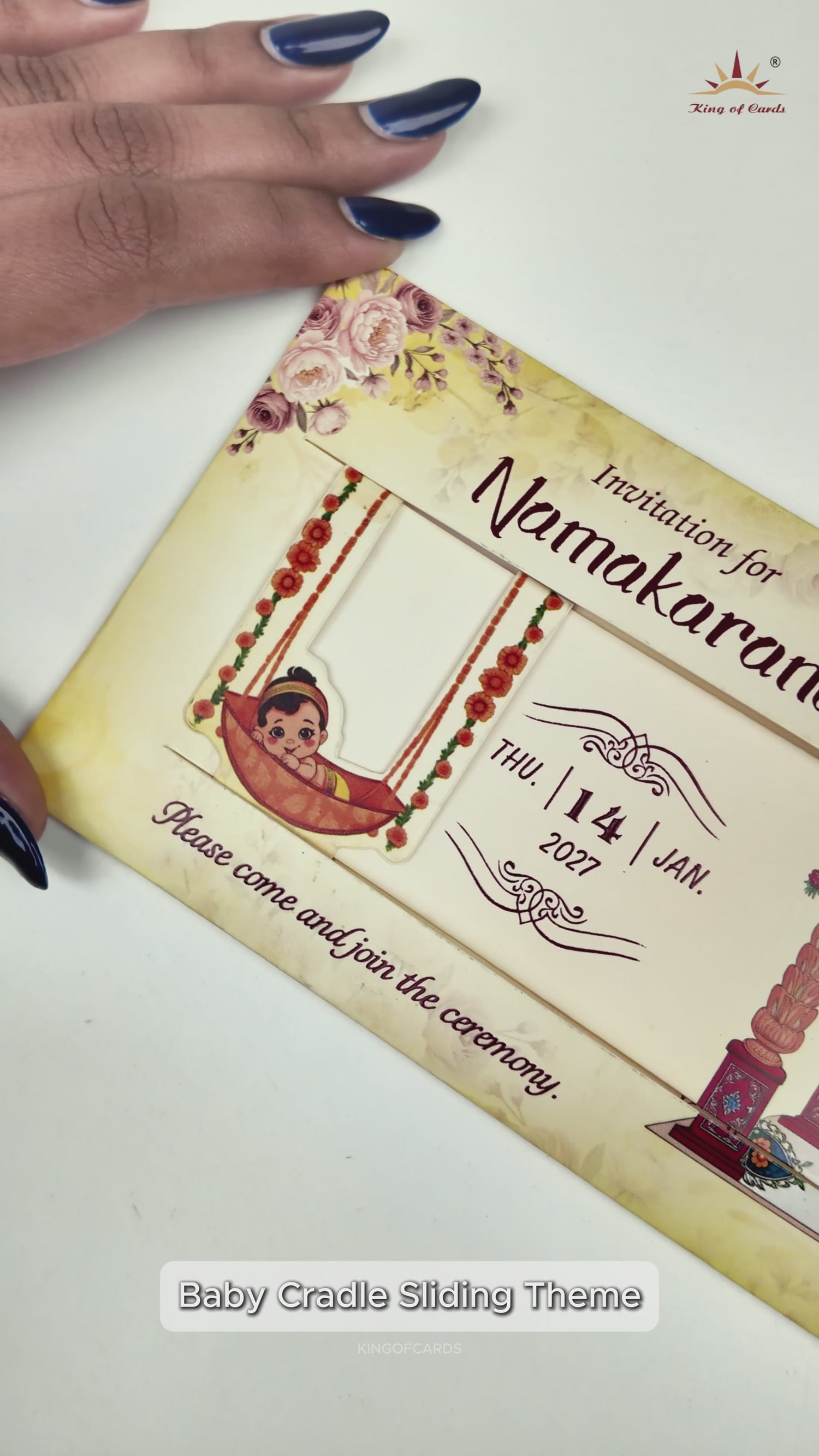 Yellow Baby Naming Ceremony Card-KNKRL119