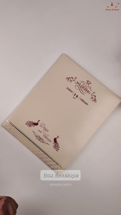 Cream Embossed Ganesha Invitation card-KNK4204C