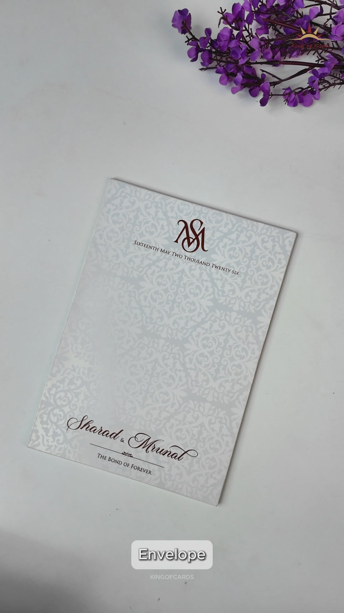 White Ganesha Arch Wedding card-KRE28630