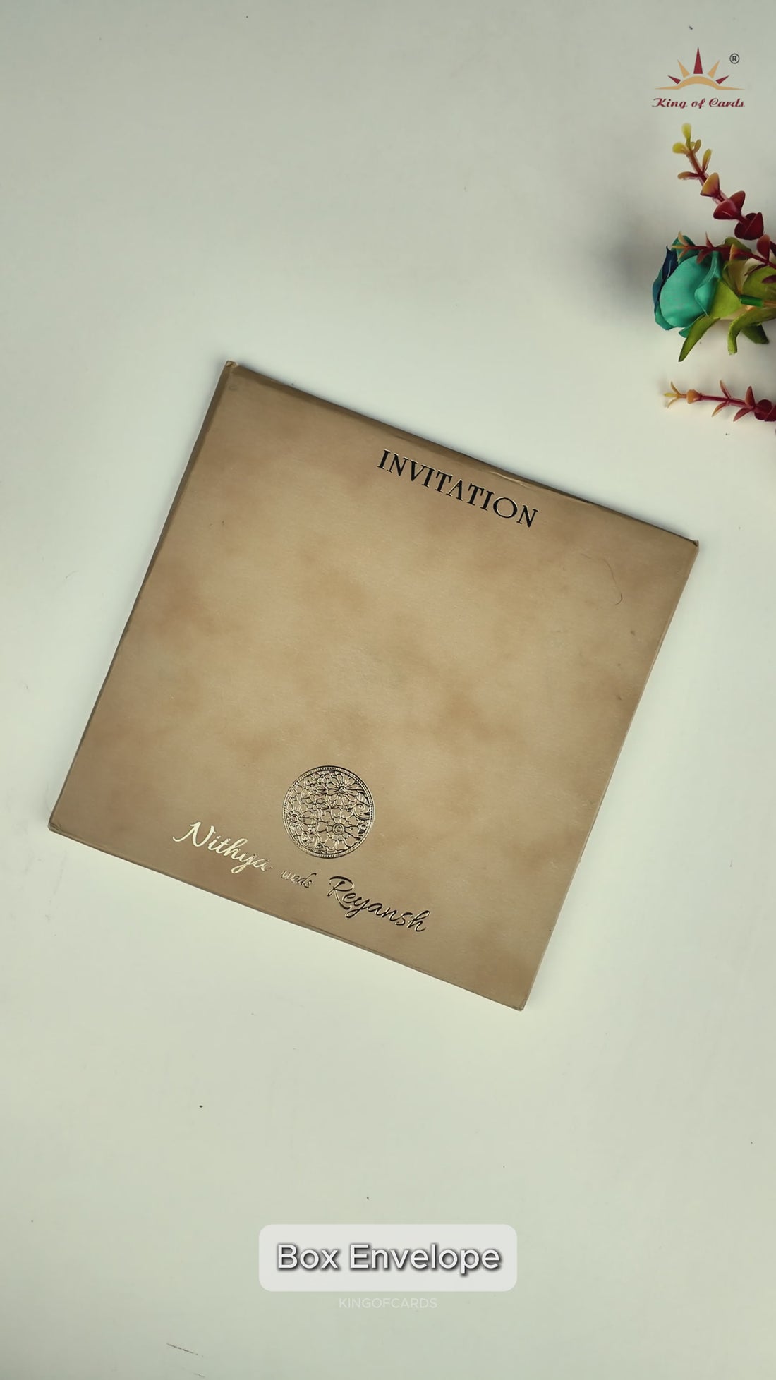 Beige Padded Classic Wedding Card - KRC31500