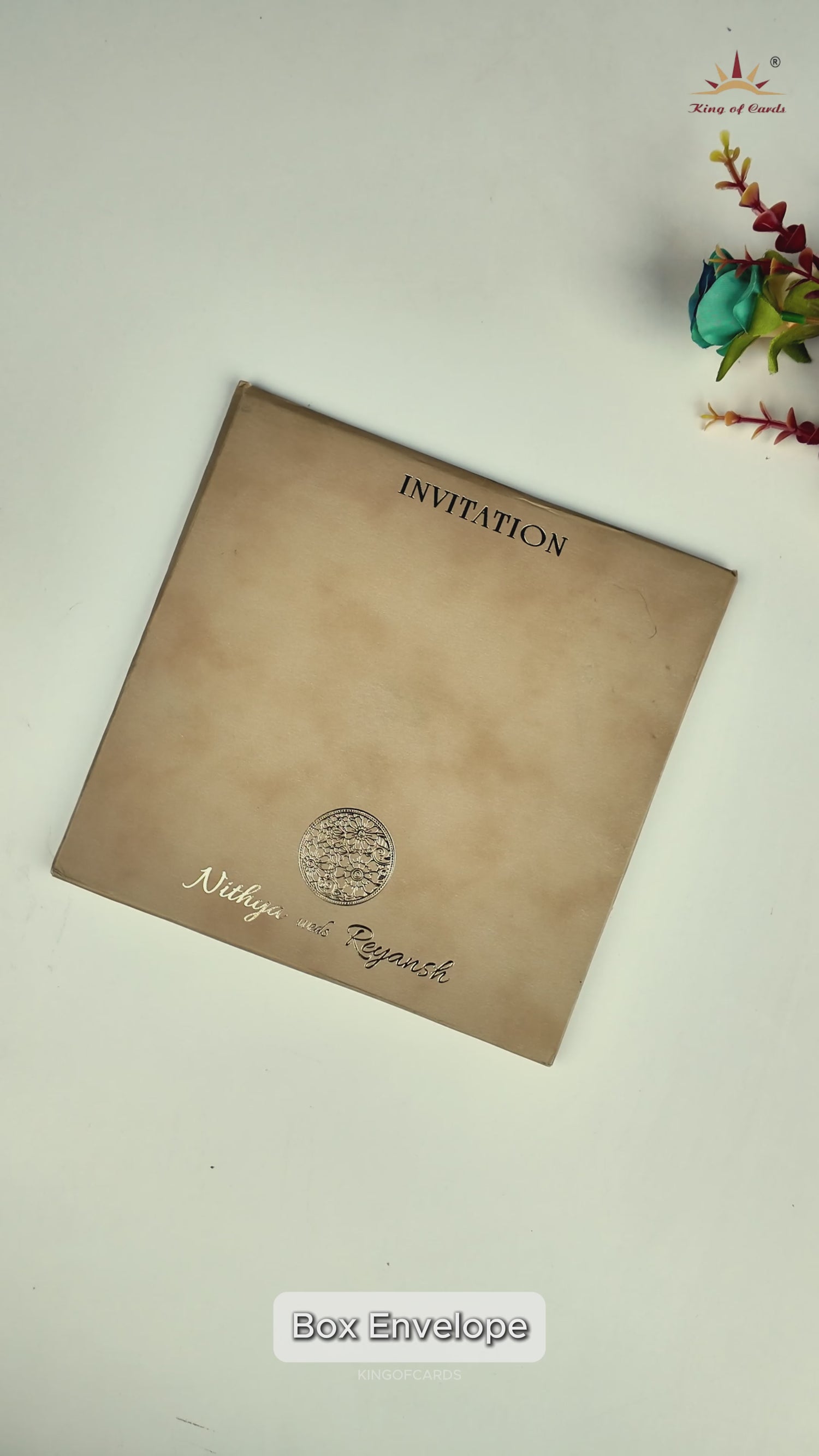 Beige Padded Classic Wedding Card - KRC31500