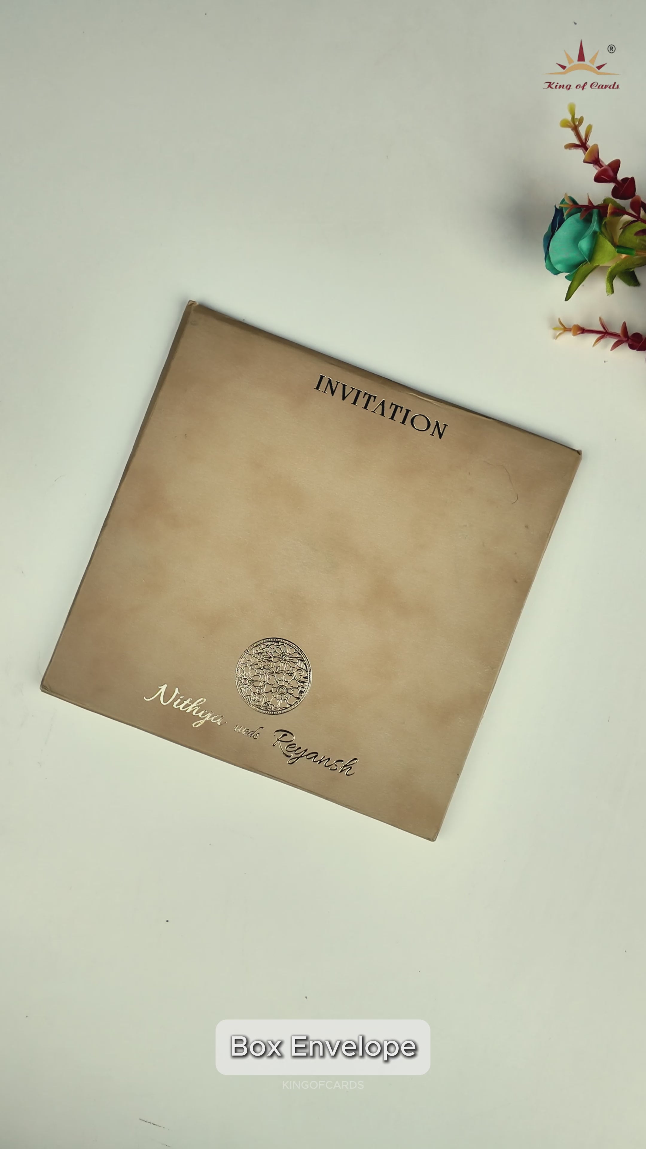Beige Padded Classic Wedding Card - KRC31500