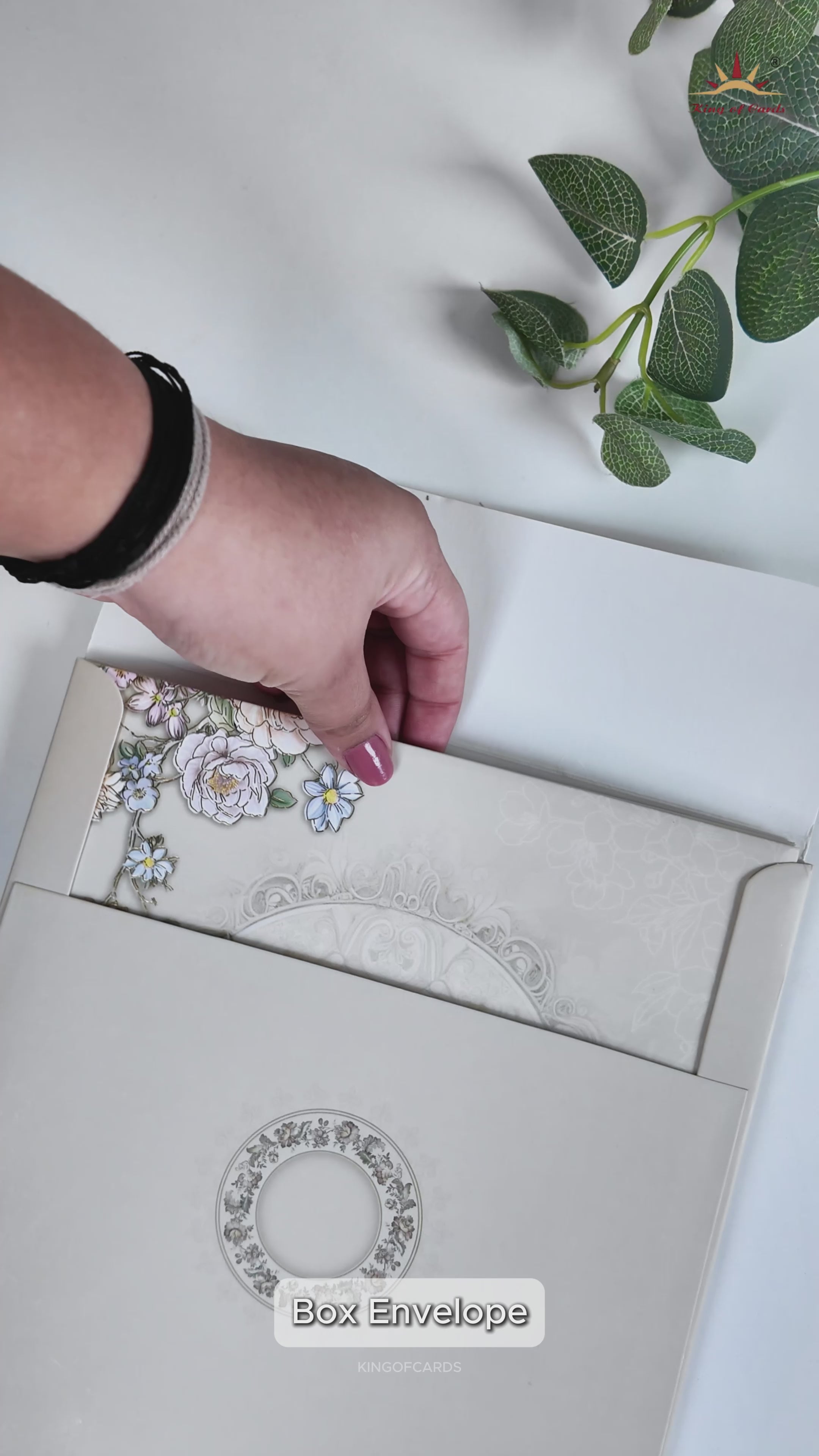 Grey Floral Embossed Circle Paddded Wedding Card-KRE27140