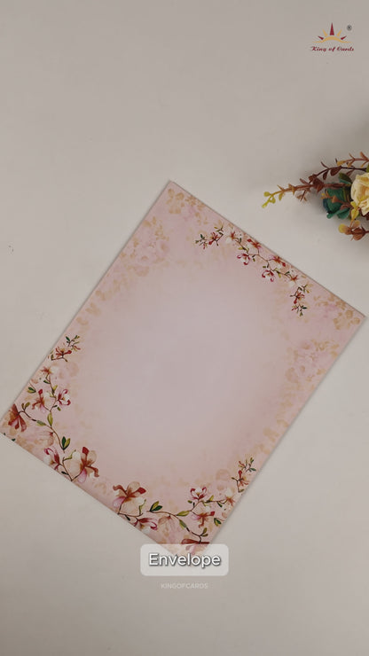 Pink Floral Wedding Invitation Card - KNKJ1103