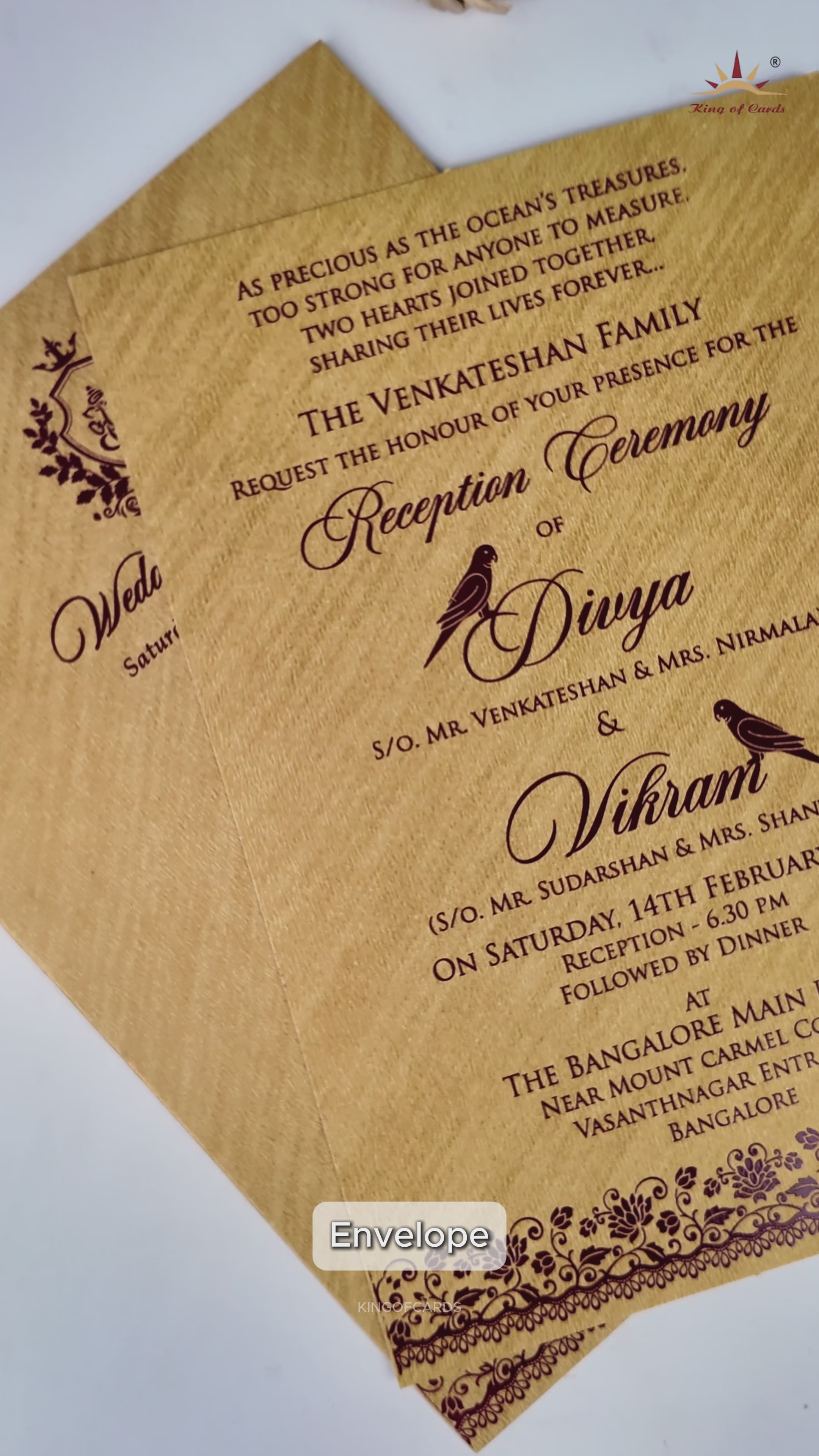 Gold Liner Single Sheet Invitation Card-KNKT552G