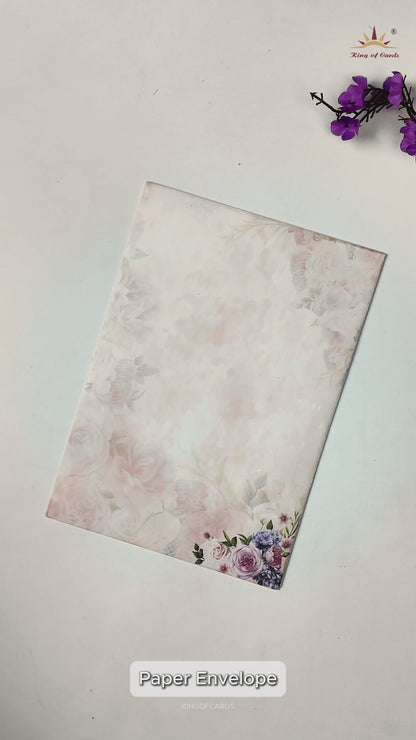 Pink Rose Floral Wedding Card-KNPP683P