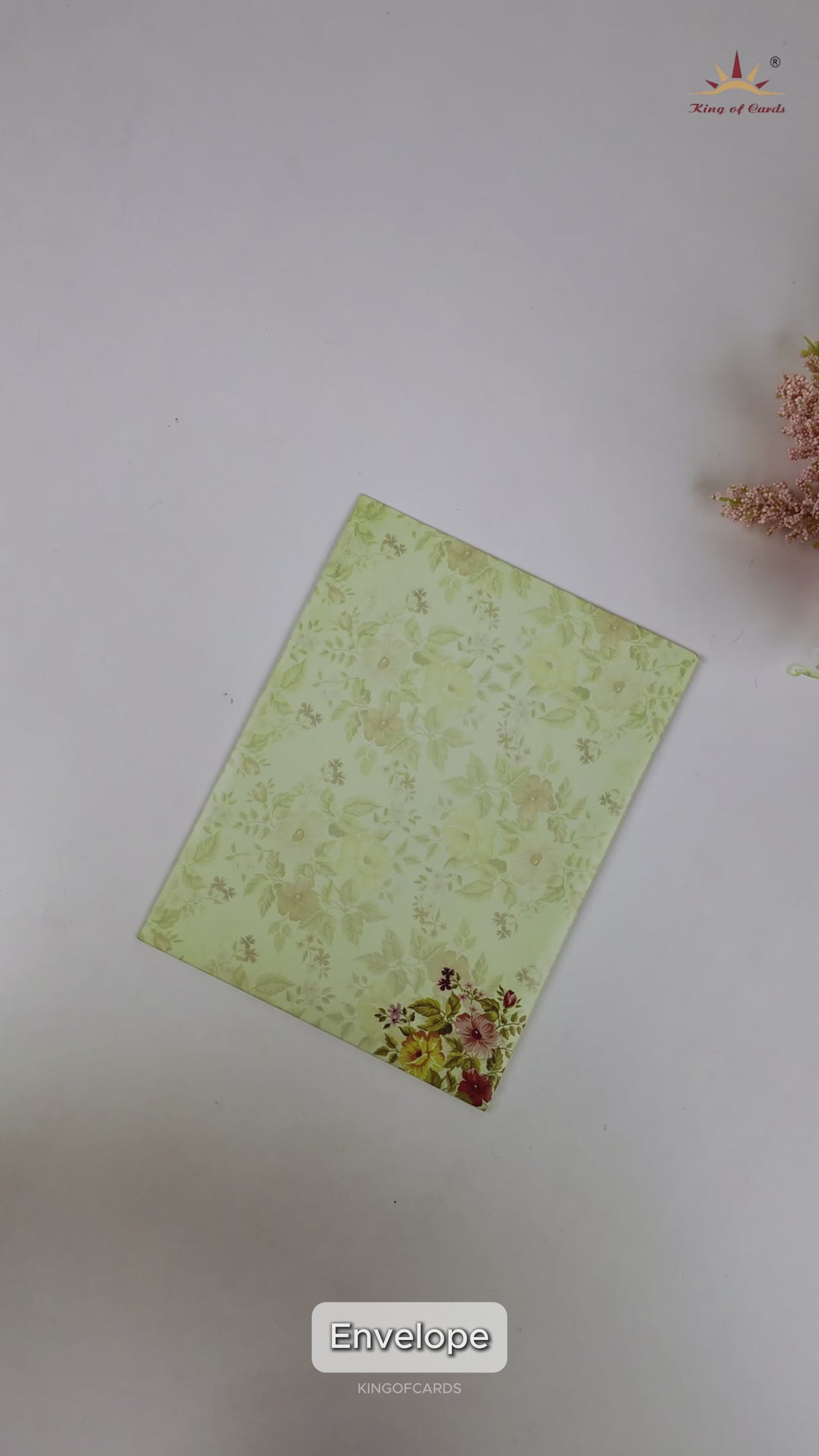 Olive Green Floral Wedding Card - KNKC4031