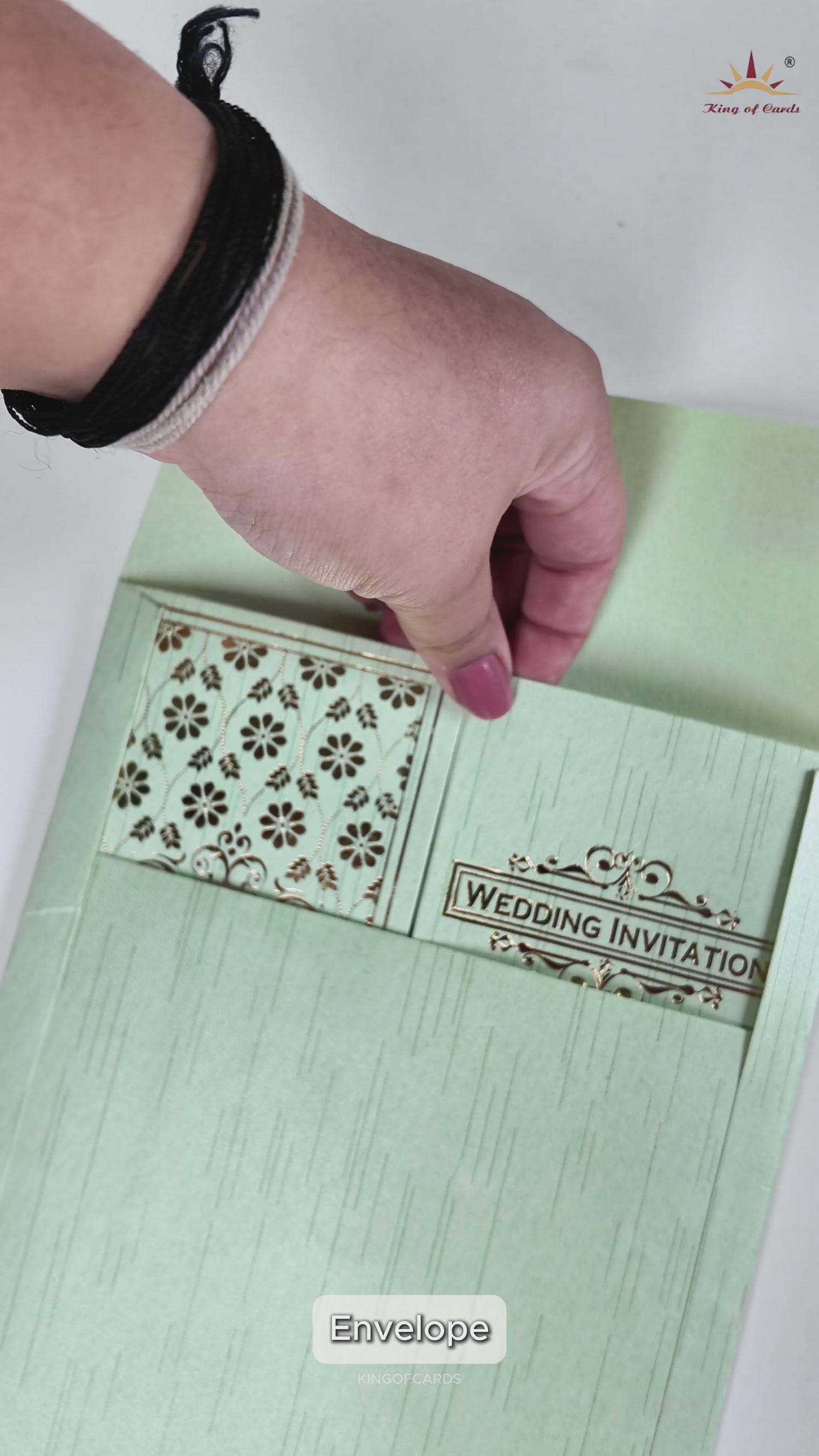 Green Ganesha Couple Gatefold Wedding Card-KNKR043N