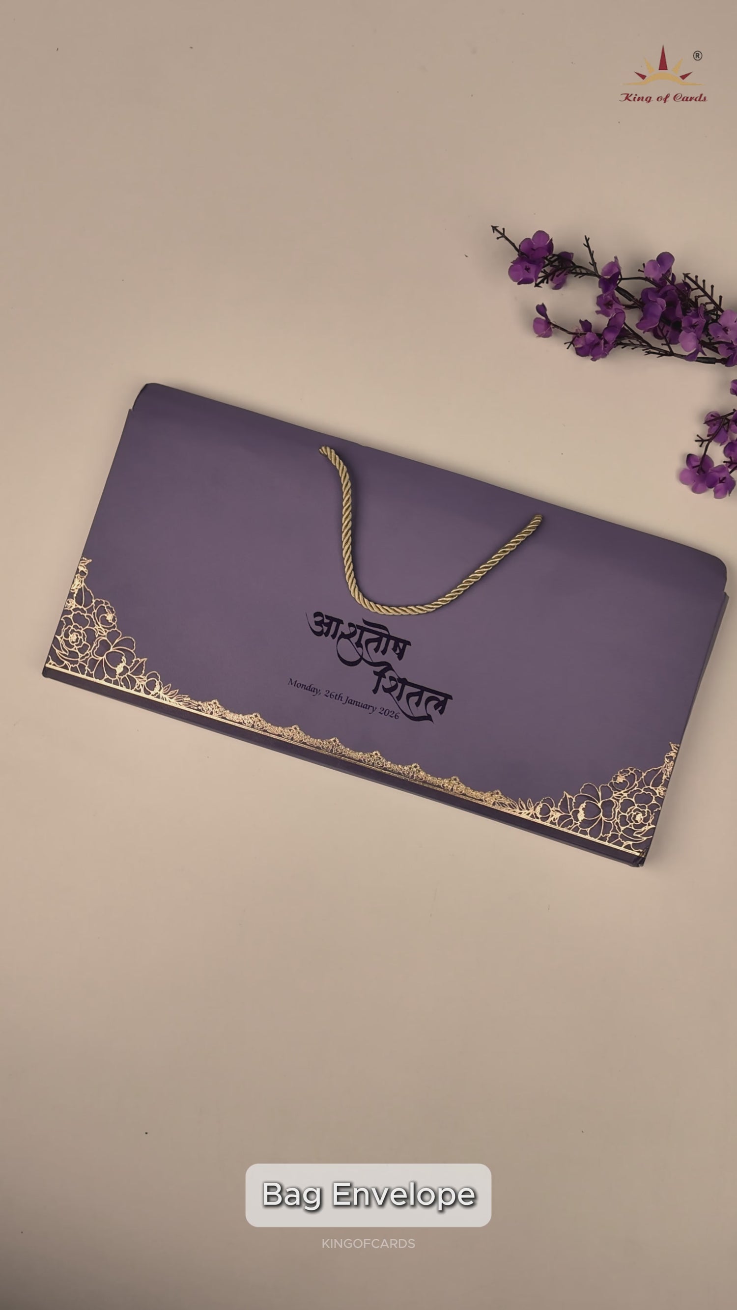Purple Mandap Padded Wedding Card-KPR24880