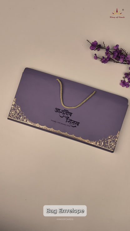 Purple Mandap Padded Wedding Card-KPR24880