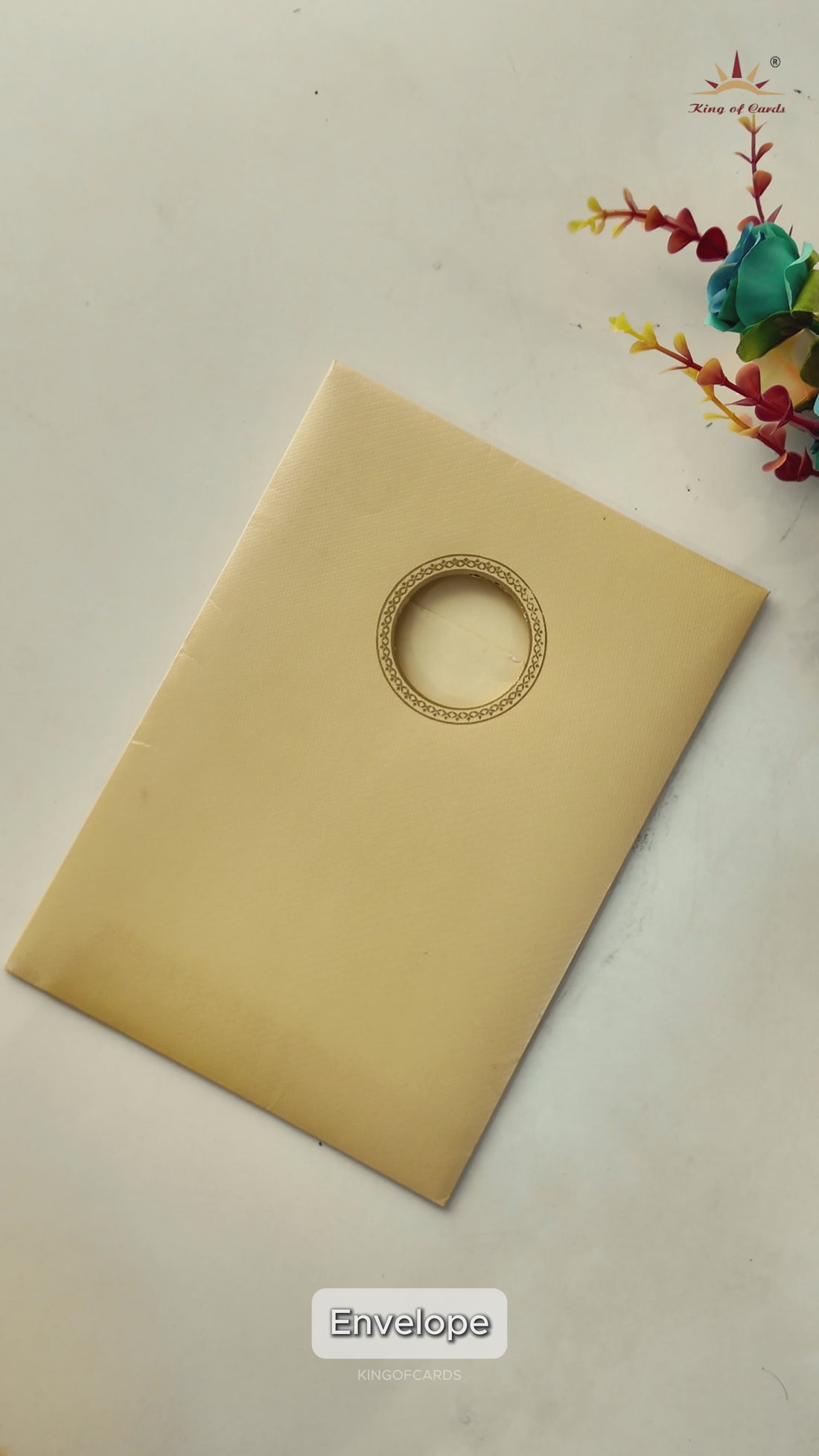 Gold Elephant Procession Wedding Card-KNKTC039