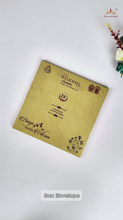 Gold Floral Pattern Wedding Card - KNPO5526G