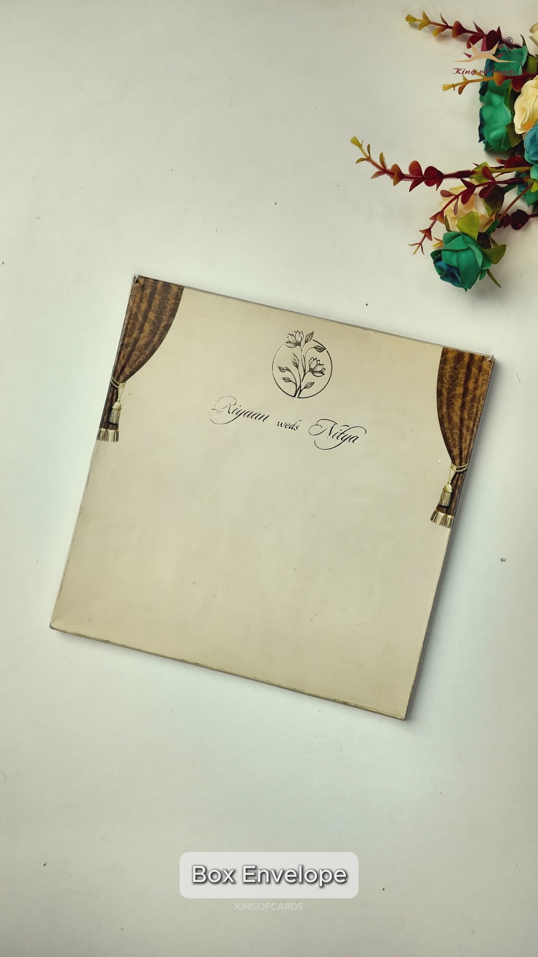 Brown Padded Royal Palace Wedding Card-KRC31200