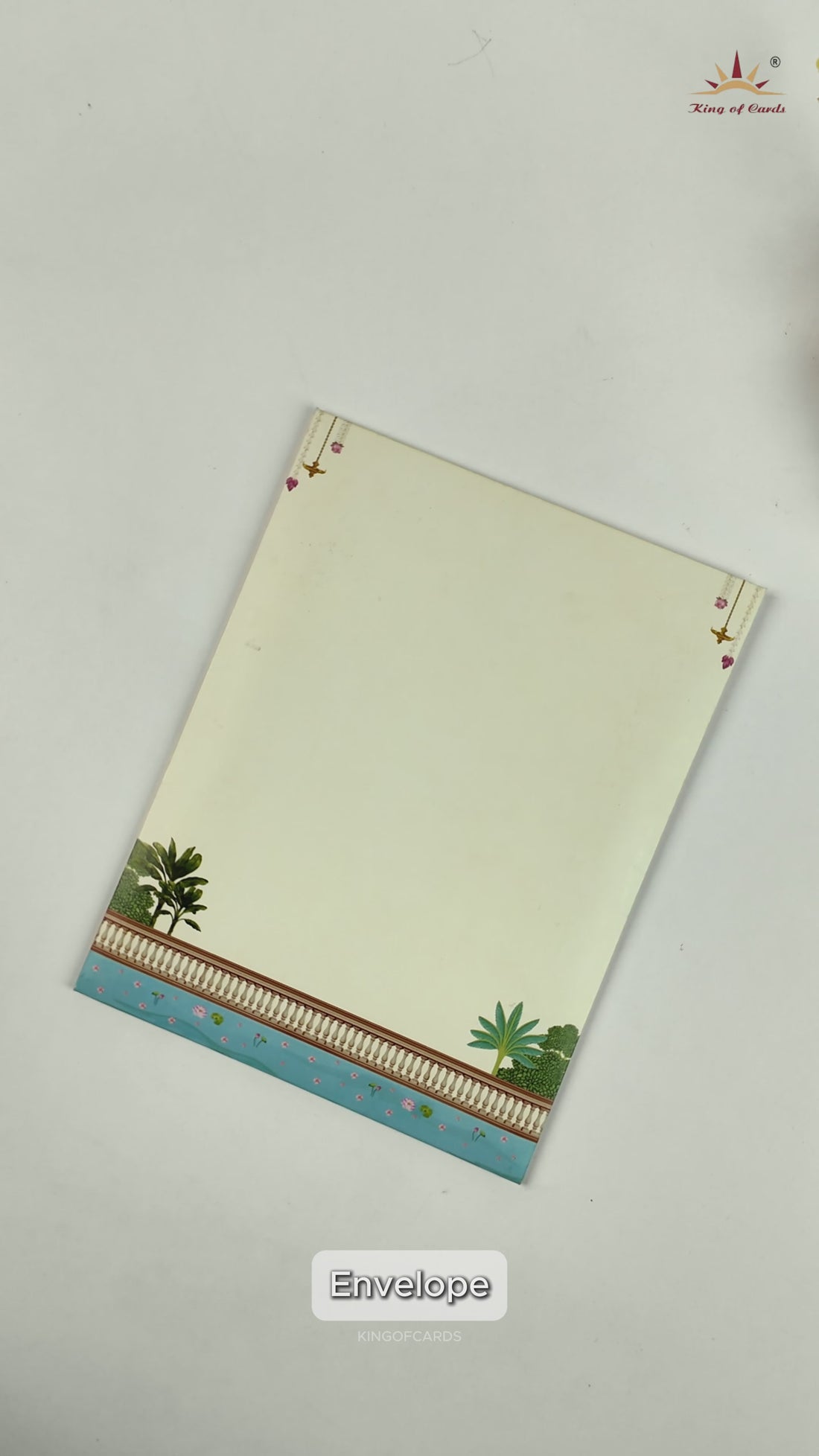 Cream South Indian Temple Wedding Card - KNKC6205