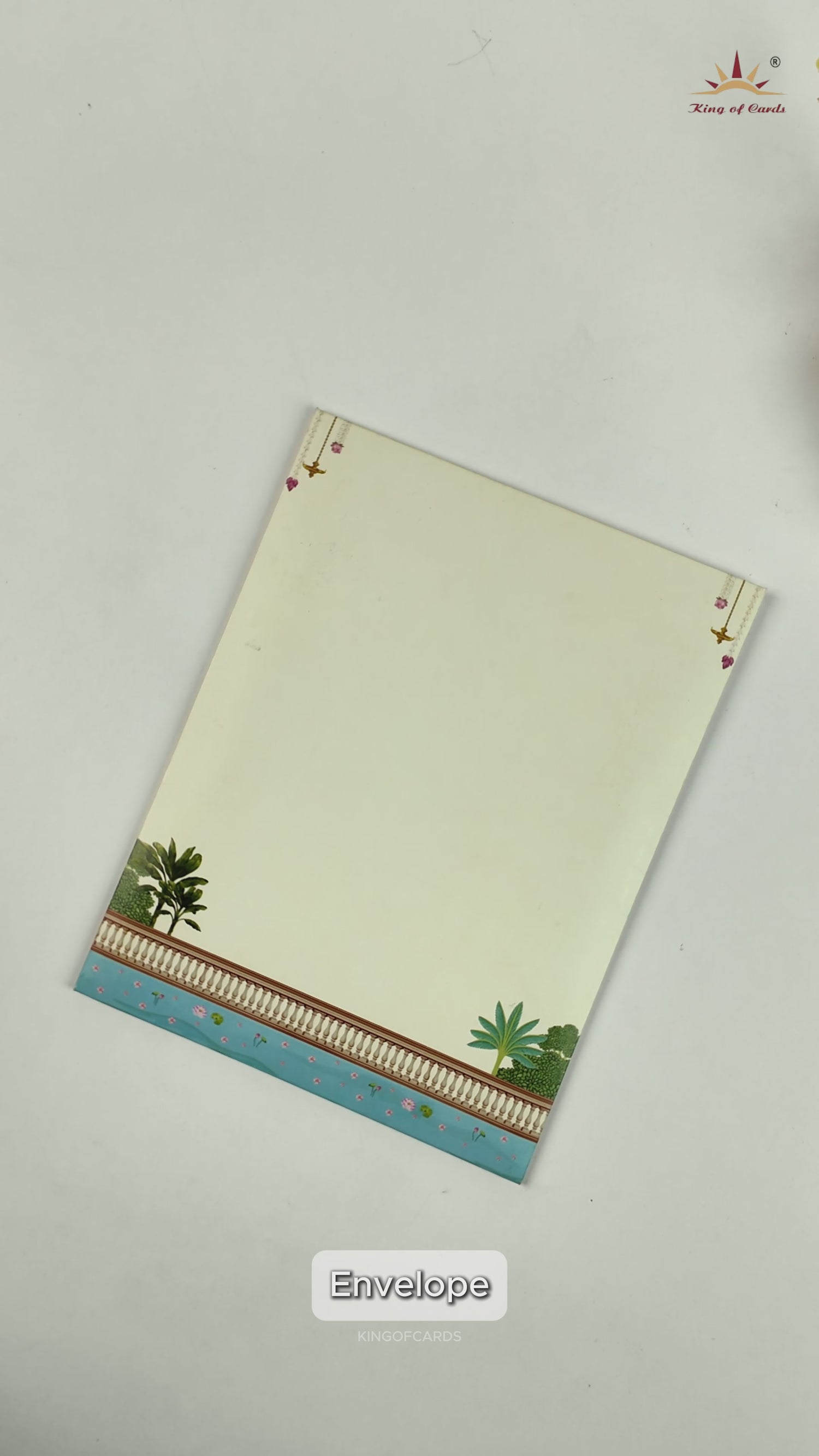 Cream South Indian Temple Door-style Wedding Card - KNKC6205