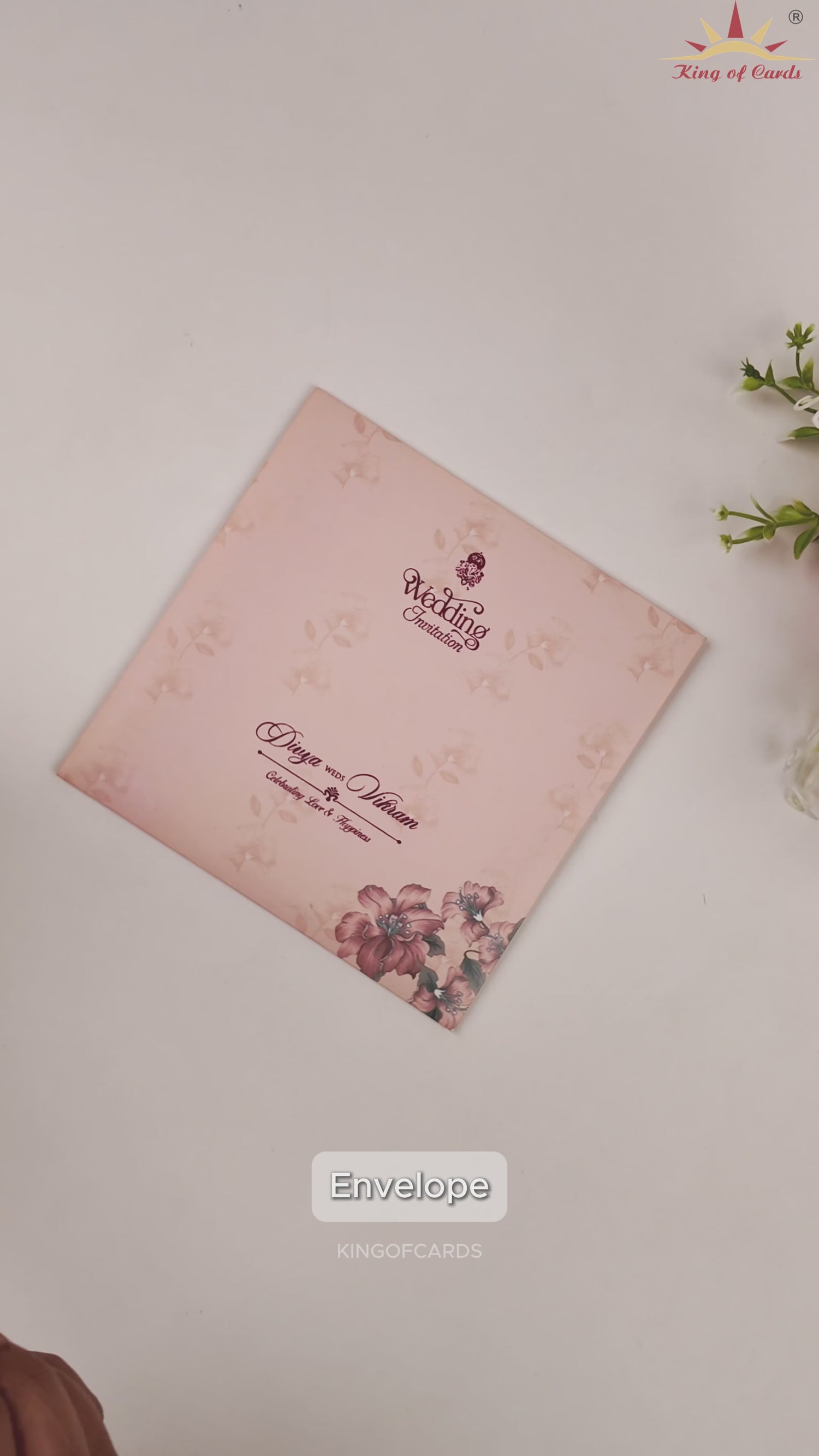 Pink Floral Laser Cut Invitation Card-KNGA7102