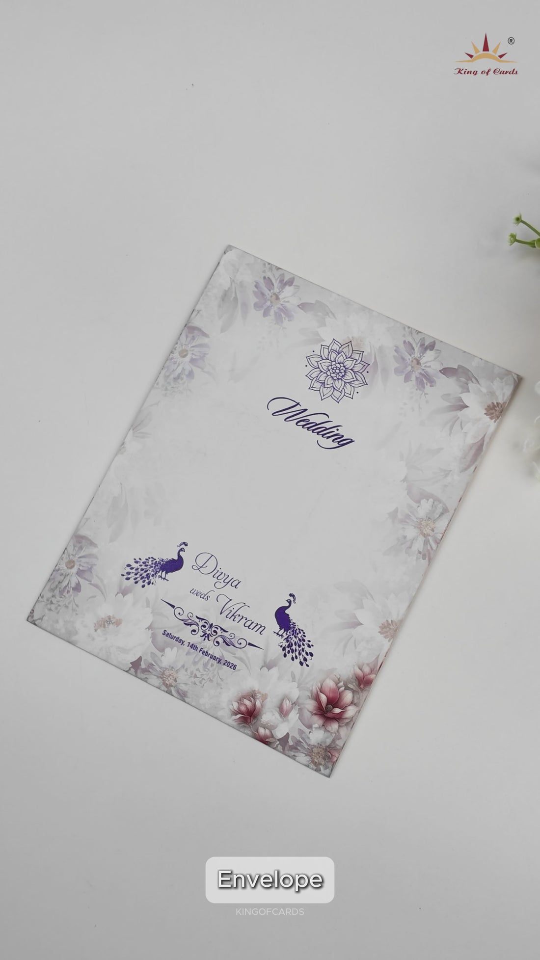 White Floral Single Sheet Invitation-KNPA411B