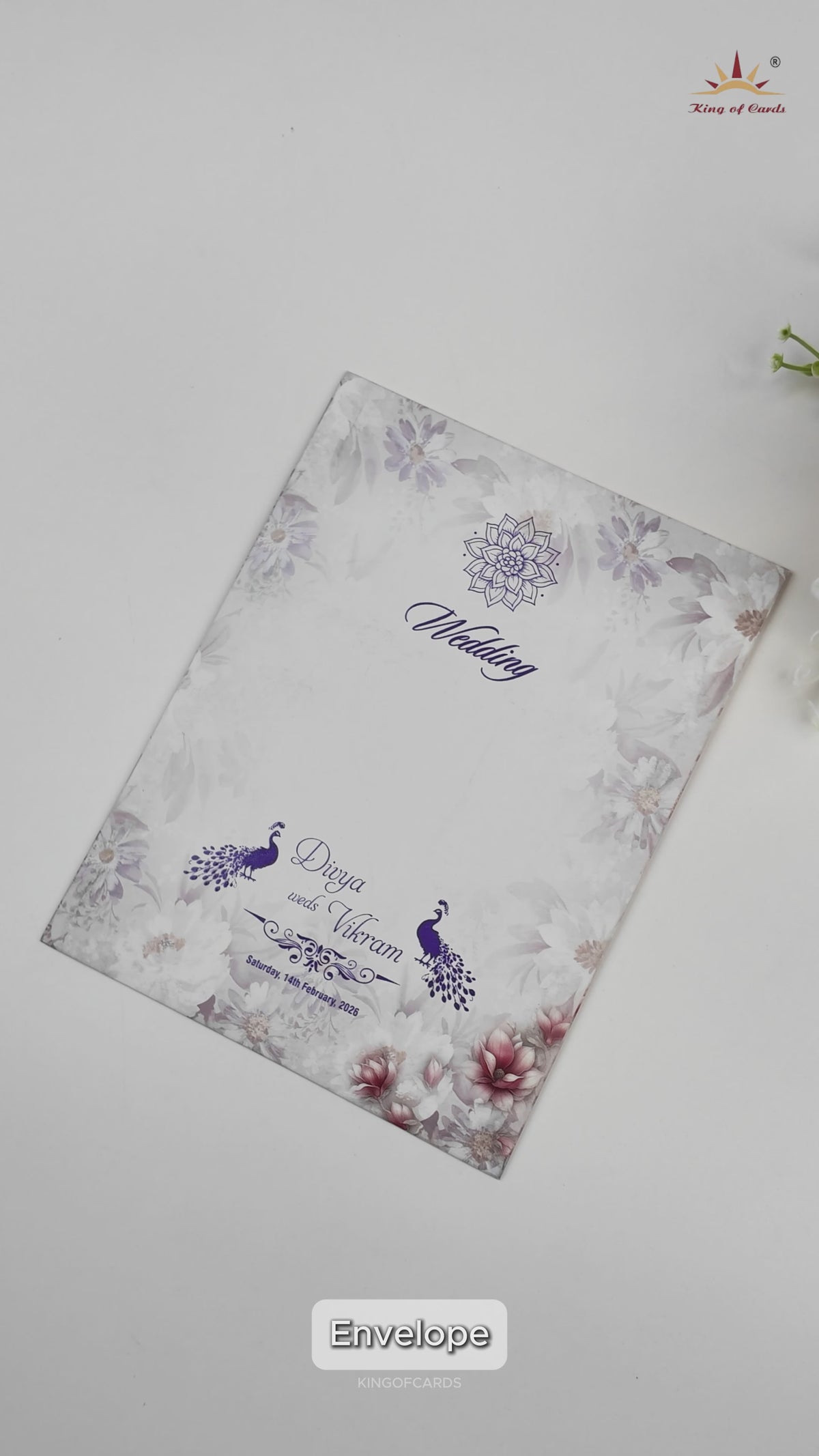 White Floral Single Sheet Invitation-KNPA411B