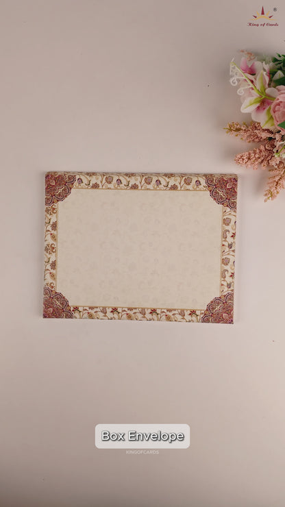 Cream Colourful Floral Wedding Card - KAA05390
