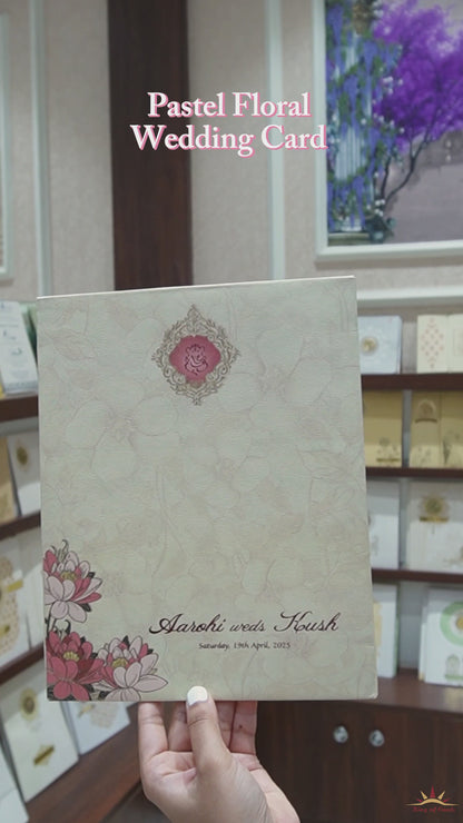 Light Yellow Embossed Wedding Card-KPR09790