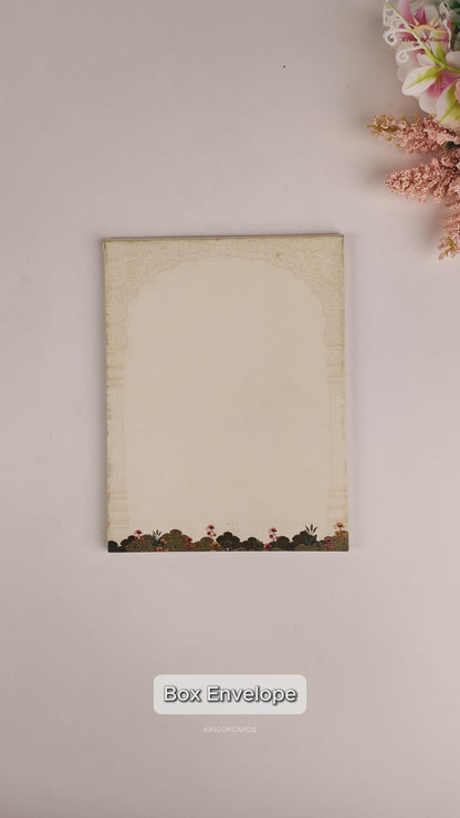 Cream Palace Peacock Wedding Card - KAA05190
