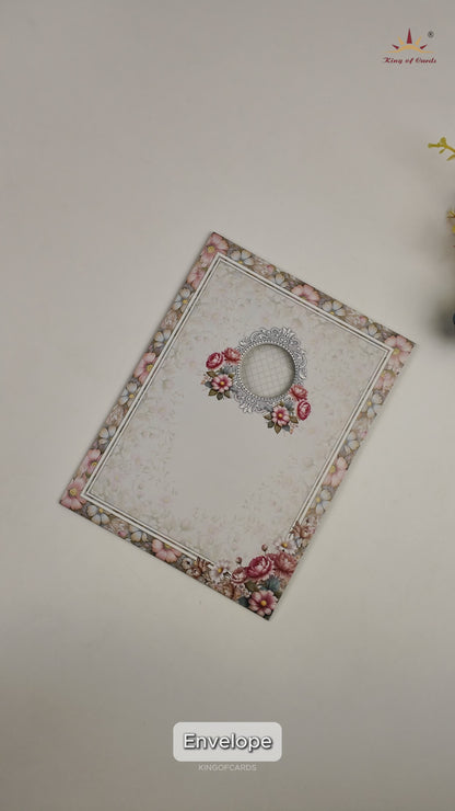 Pastel Blue Floral Ganesha Wedding Card-KNTY6806