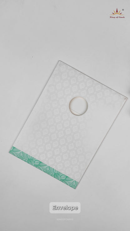 White Pastel Blue Balaji Padmavathi  Wedding Card - KNA2401B