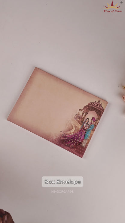 Pink Padded Bride Groom Door Style Wedding Card - KAA06180