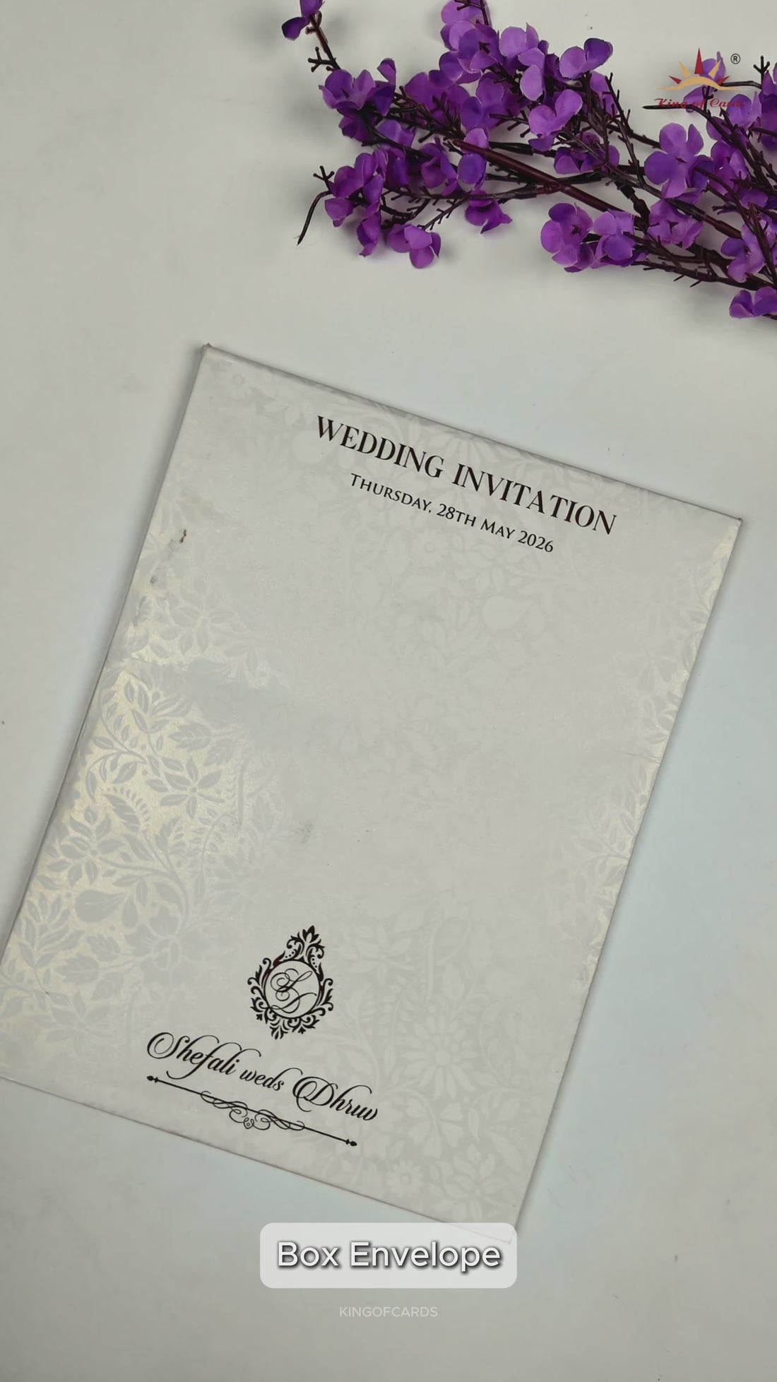 White Elephant Procession Padded Wedding Card-KRE28120