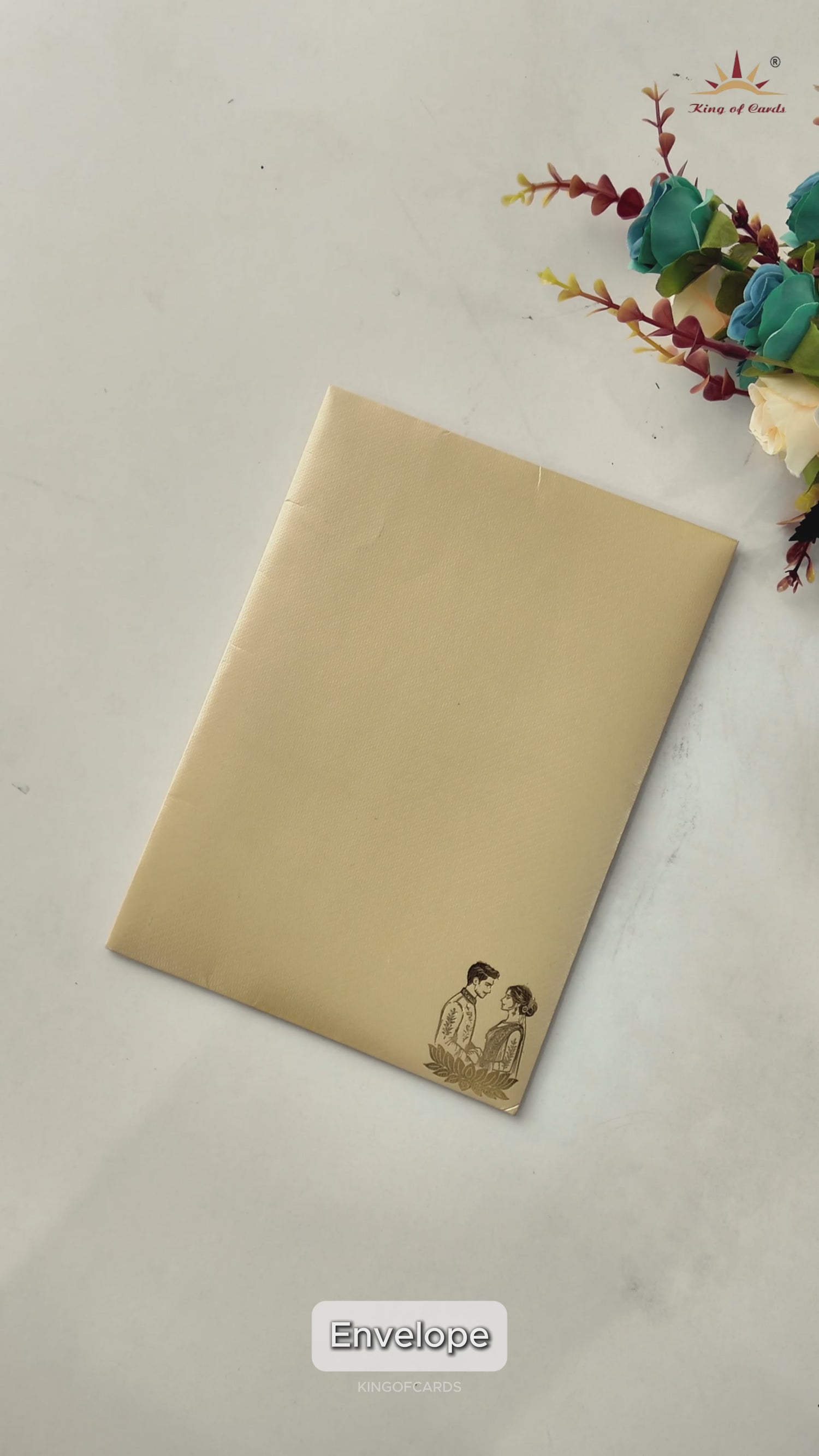 Gold Door Style Bride Groom Wedding Card-KNKTC046