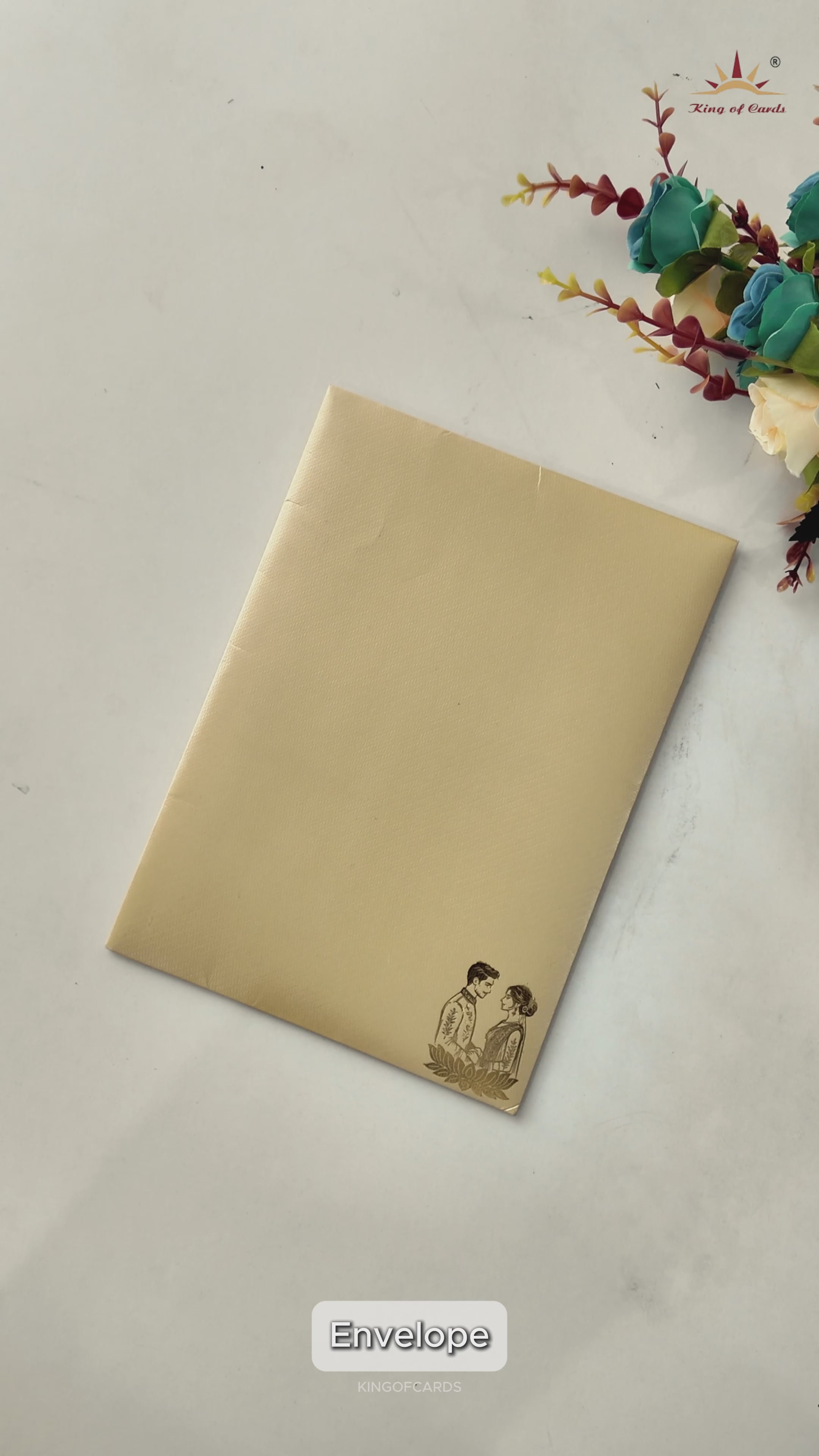 Gold Door Style Bride Groom Wedding Card-KNKTC046