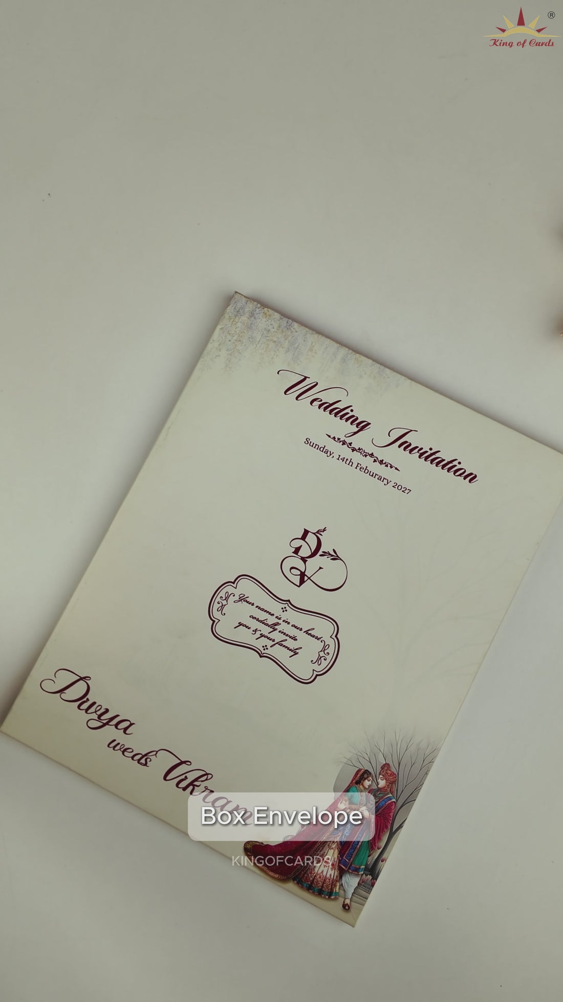 Grey Bride Groom Floral  Door Style Wedding Invitation Card - KNKN6325