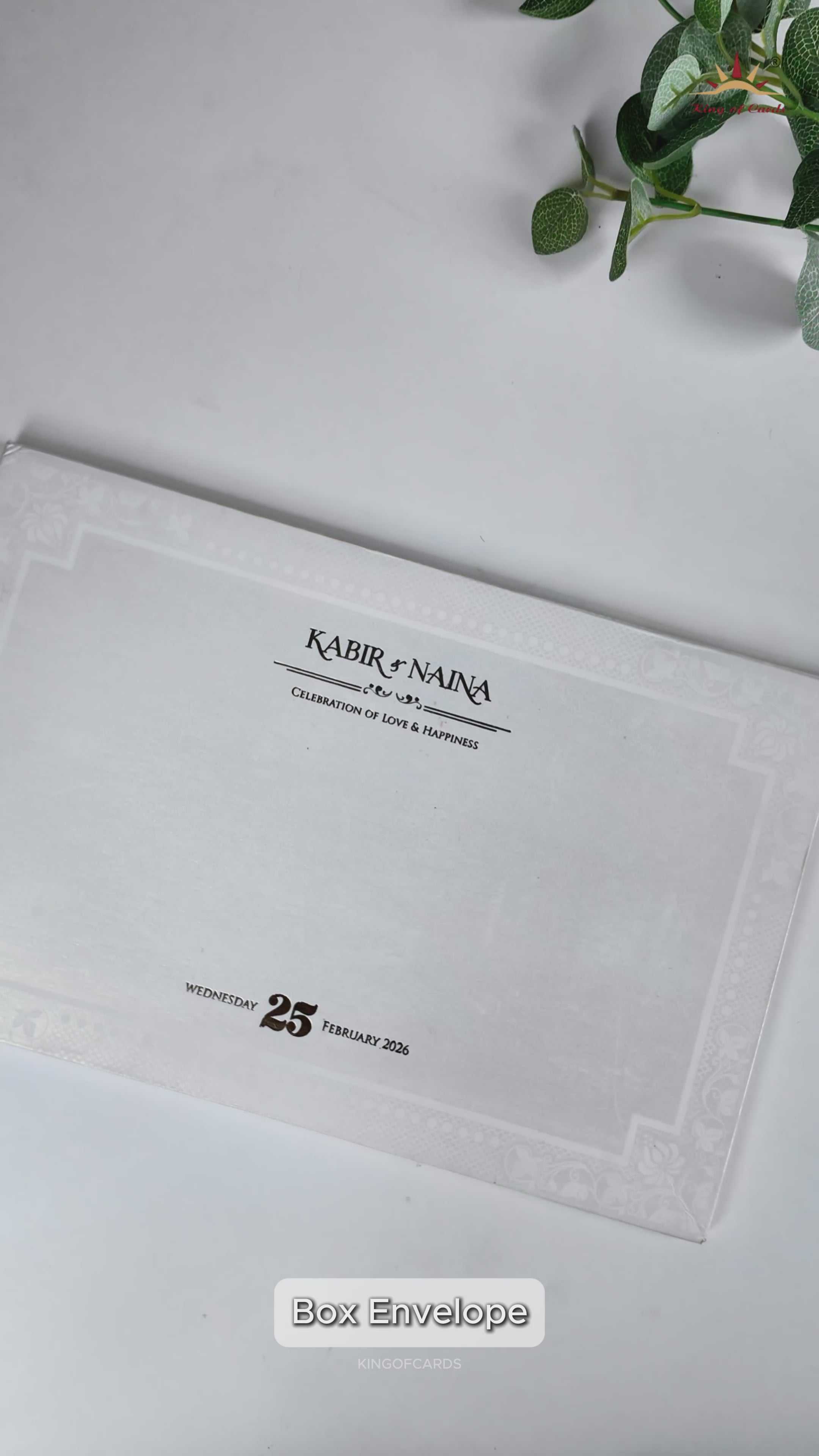 White Gold Barat Padded Wedding Card-KRE28070