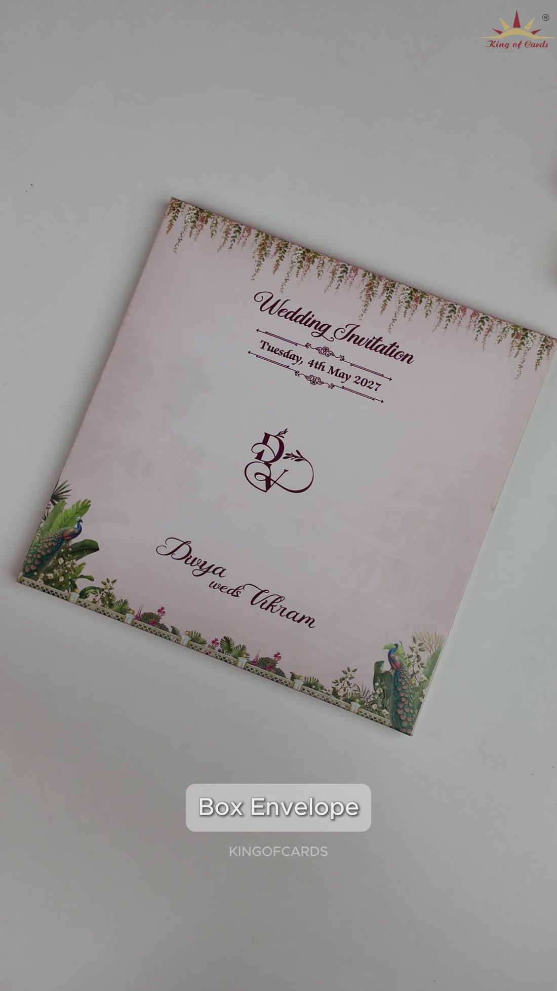 Pastel Pink Royal Baraat Wedding Invitation Card - KNSR8812B