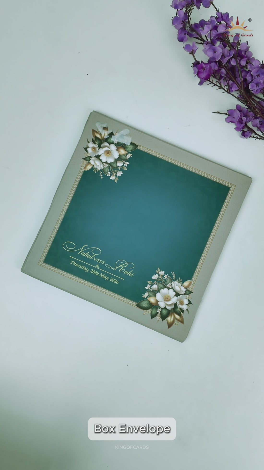 Blue Floral Padded Wedding card-KRE27950