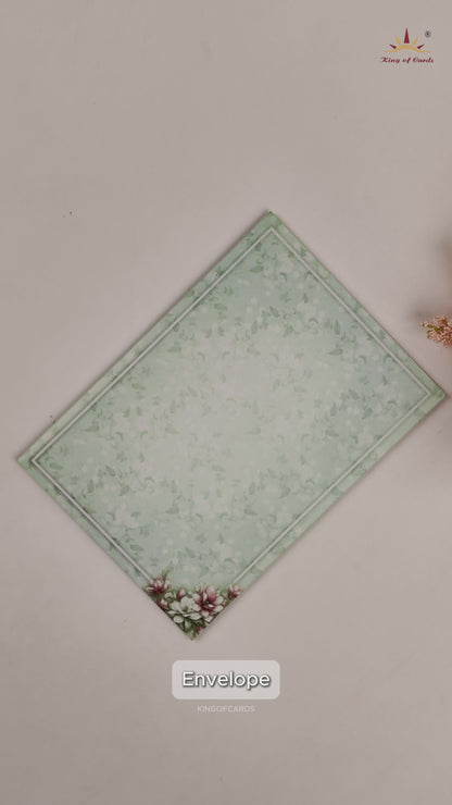 Sky Blue Floral Door Style Wedding Card-KNBL1702