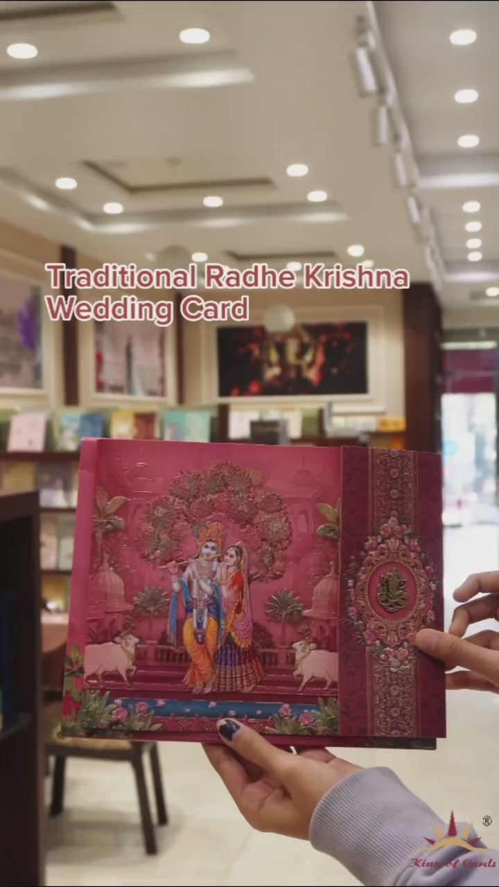 Light pink Radhika theam marriage card-KSI14800